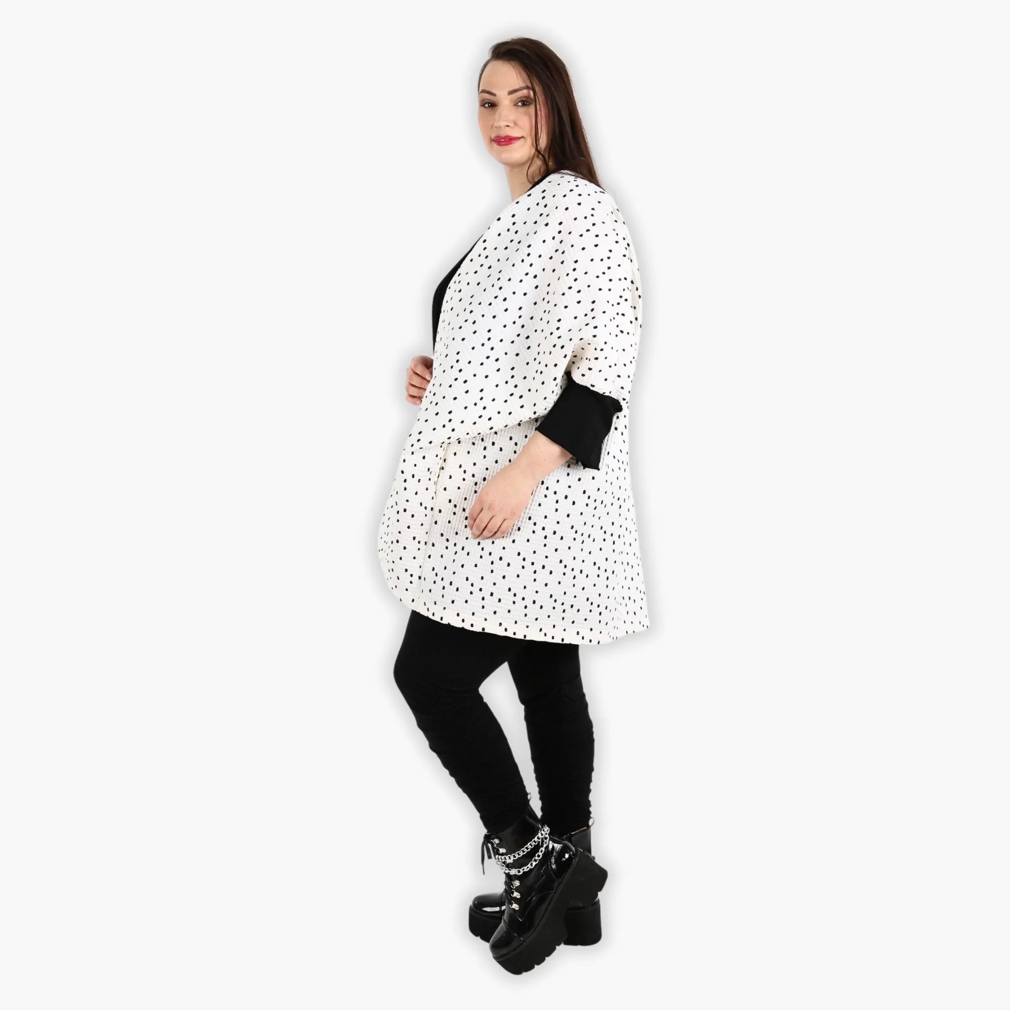  AKH Fashion Jacke in gerader Form, aus Baumwolle, 1283.06930, Weiß-Schwarz, Punkte