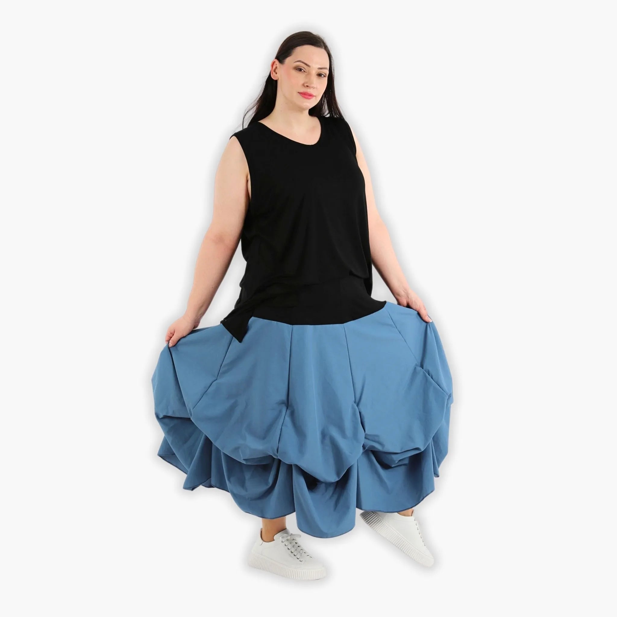  Ballonrock von AKH Fashion aus Viskose, 1284.07559, Schwarz-Azurblau, Schick, Modern