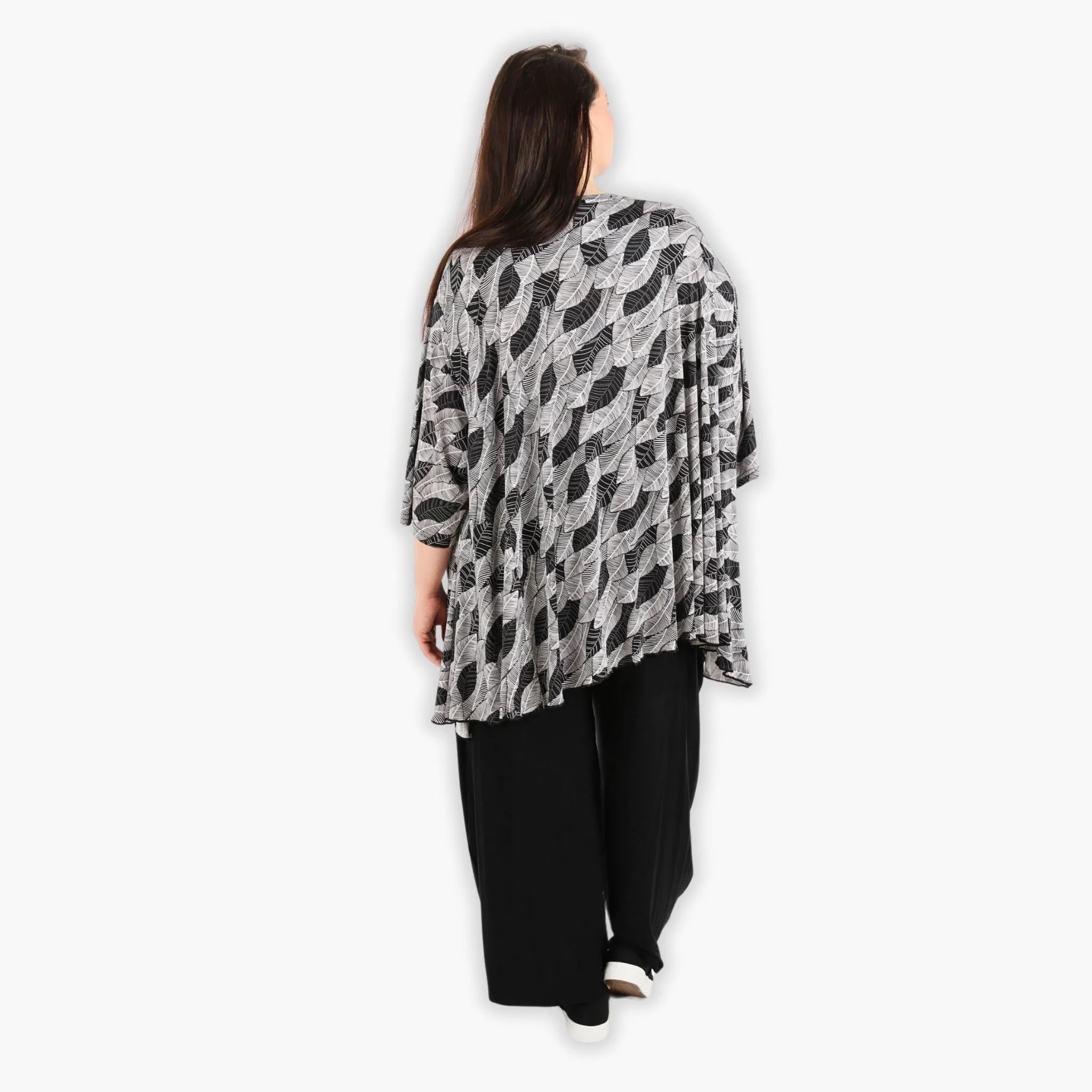  A-Form Bigshirt von AKH Fashion aus Viskose, 1287.00593, Schwarz-Weiß, Blumen, Schick
