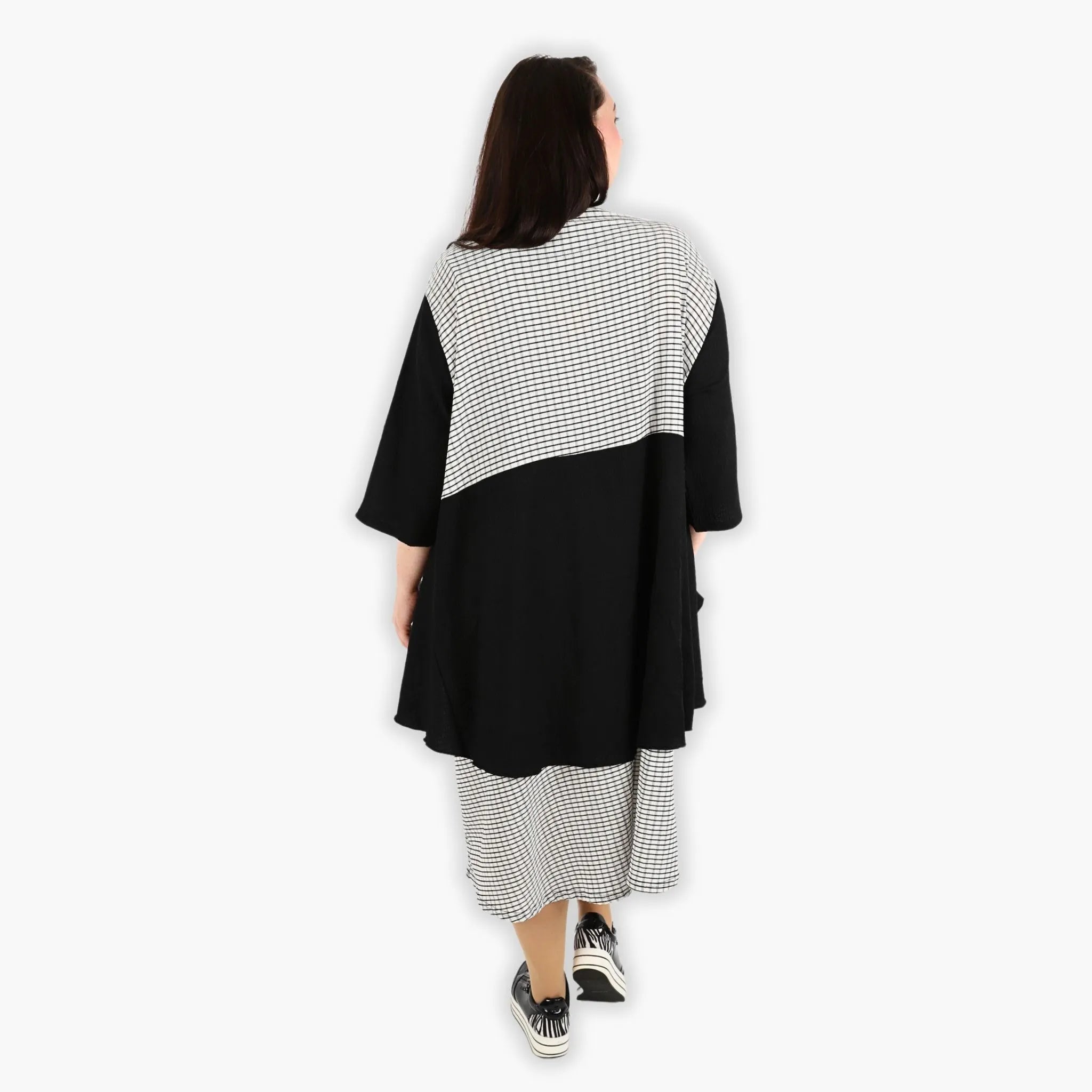  A-Form Kleid von AKH Fashion aus Viskose, 1288.06734, Schwarz-Weiß, Kariert, Schick