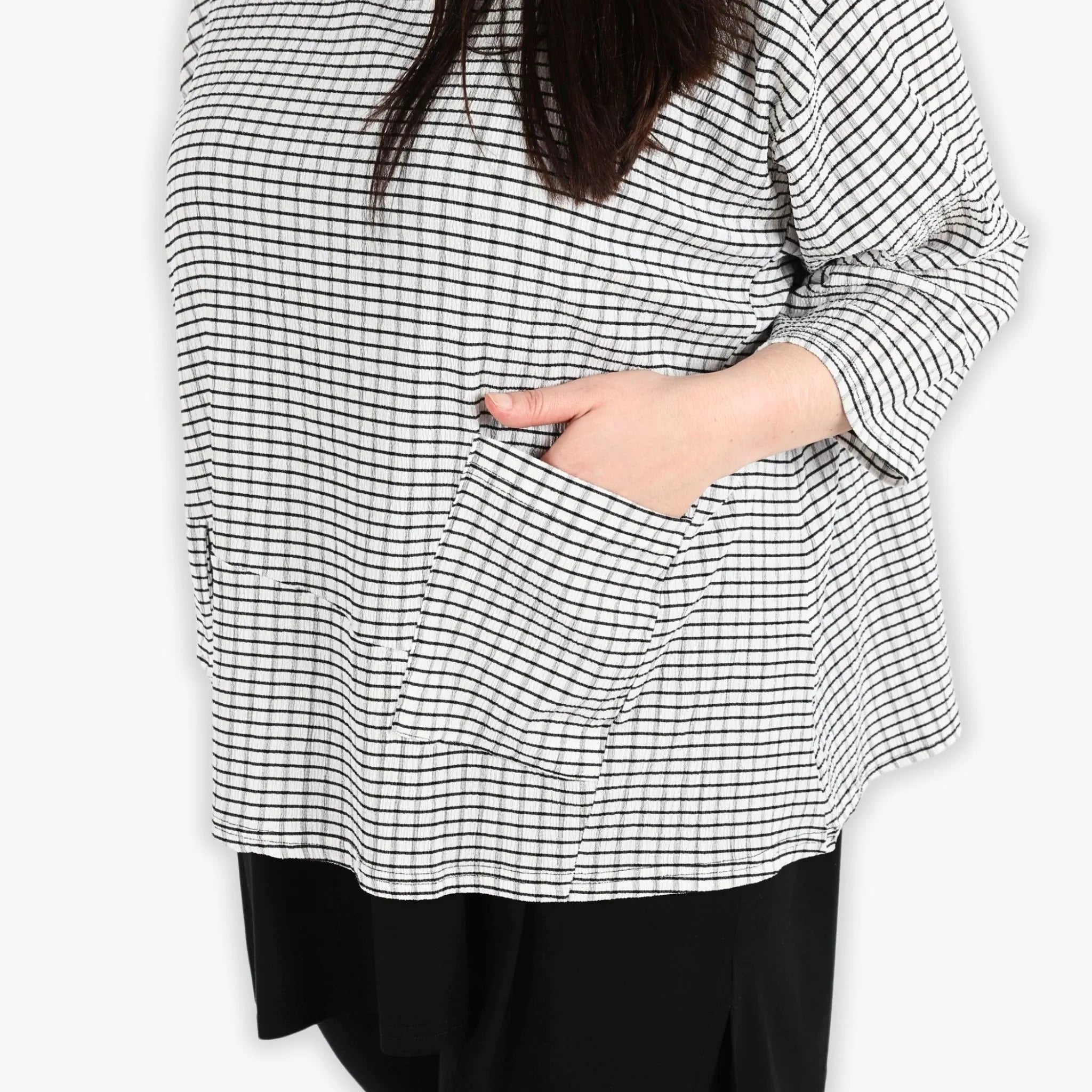  AKH Fashion Bigshirt in kastiger Form, aus Viskose, 1288.06932, Weiß-Schwarz, Kariert