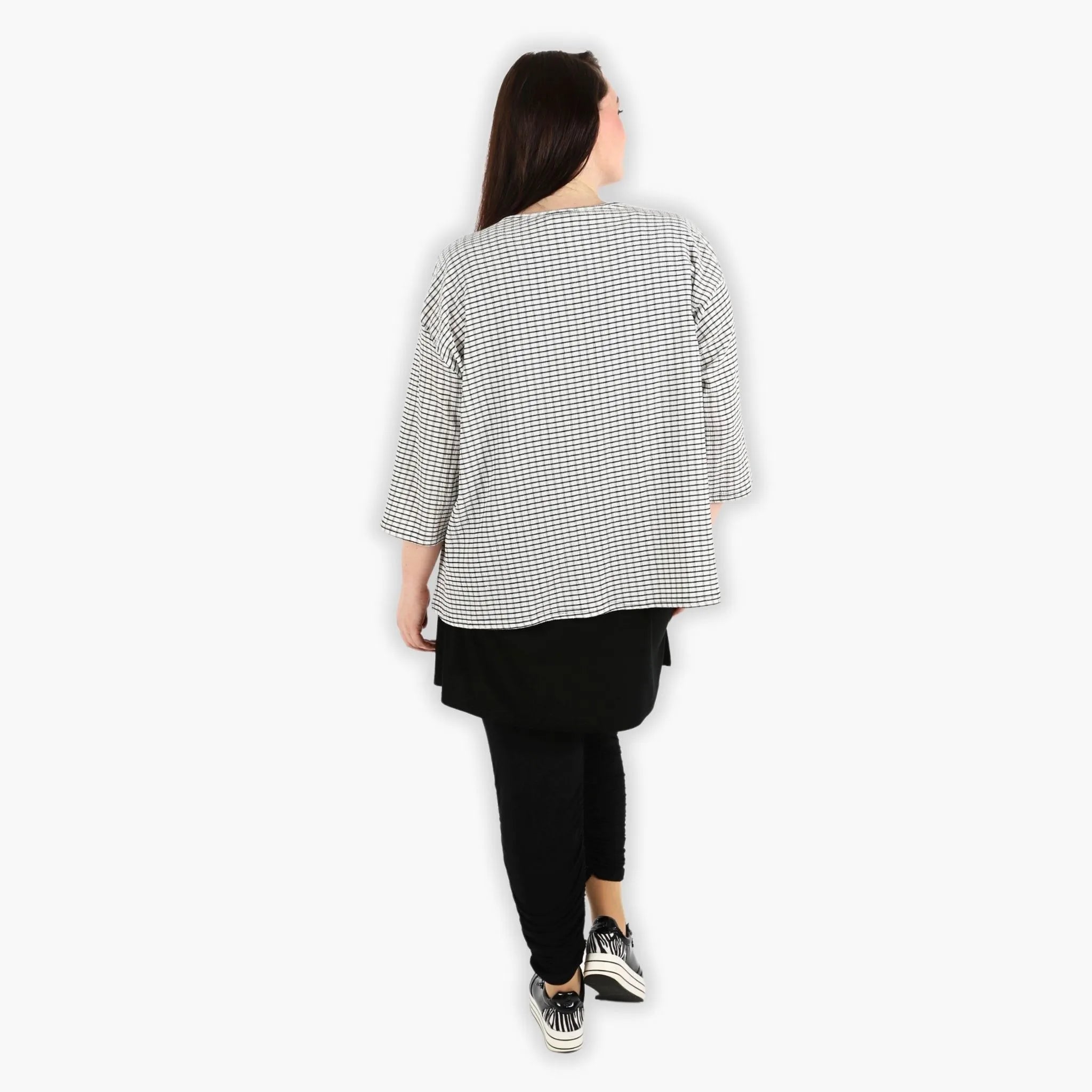 AKH Fashion Bigshirt in kastiger Form, aus Viskose, 1288.06932, Weiß-Schwarz, Kariert