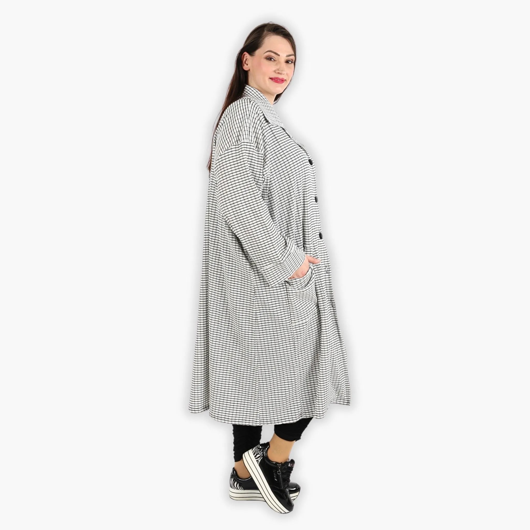  AKH Fashion Mantel in gerader Form, aus Viskose, 1288.06934, Weiß-Schwarz, Kariert
