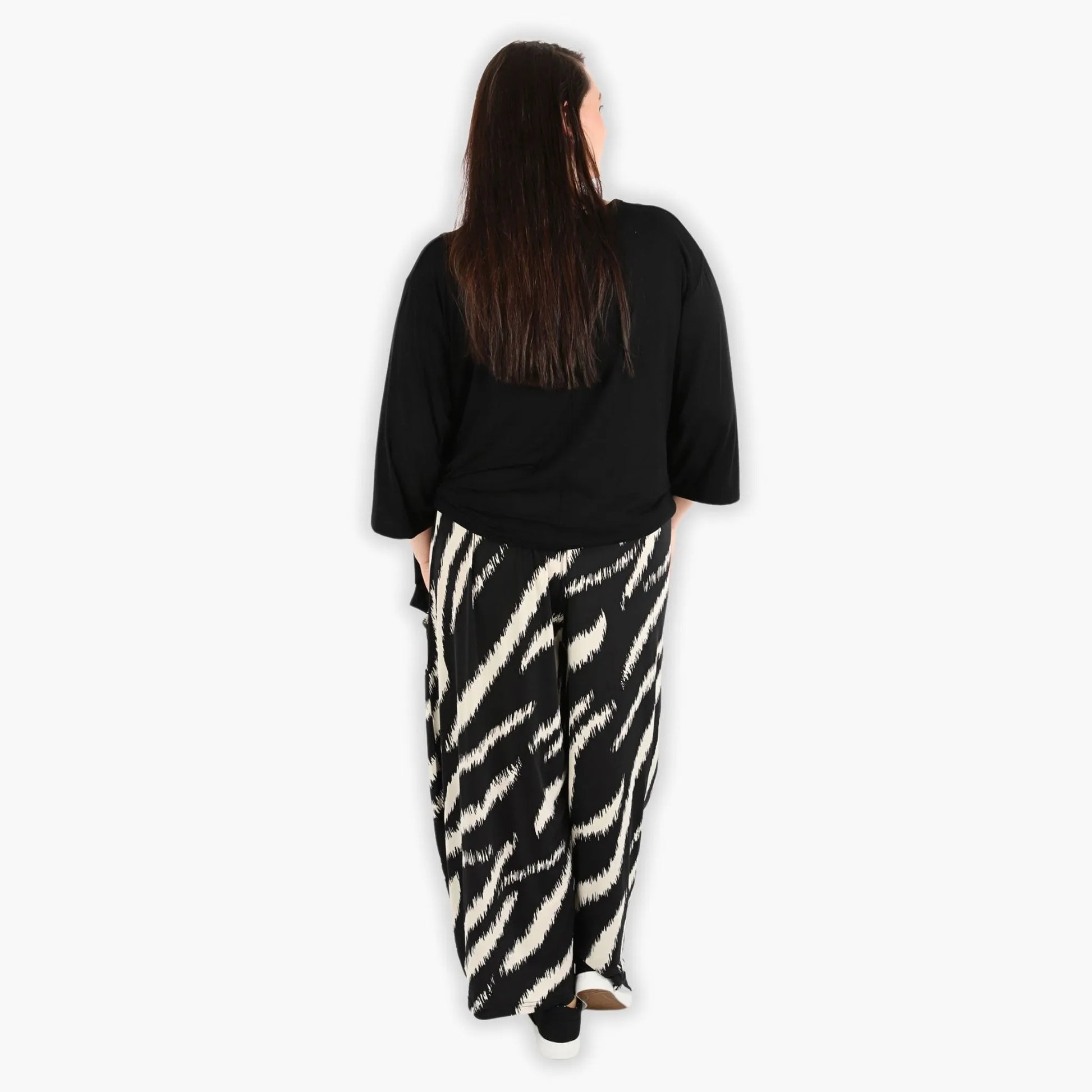  Ballonhose von AKH Fashion aus Viskose, 1293.08069, Schwarz-Ecru, Zebra, Schick, Modern