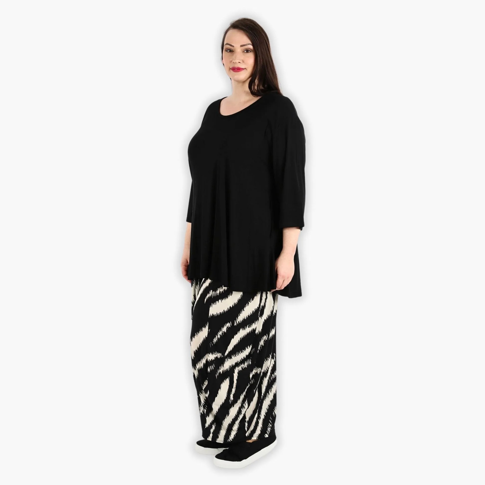  Ballonhose von AKH Fashion aus Viskose, 1293.08069, Schwarz-Ecru, Zebra, Schick, Modern