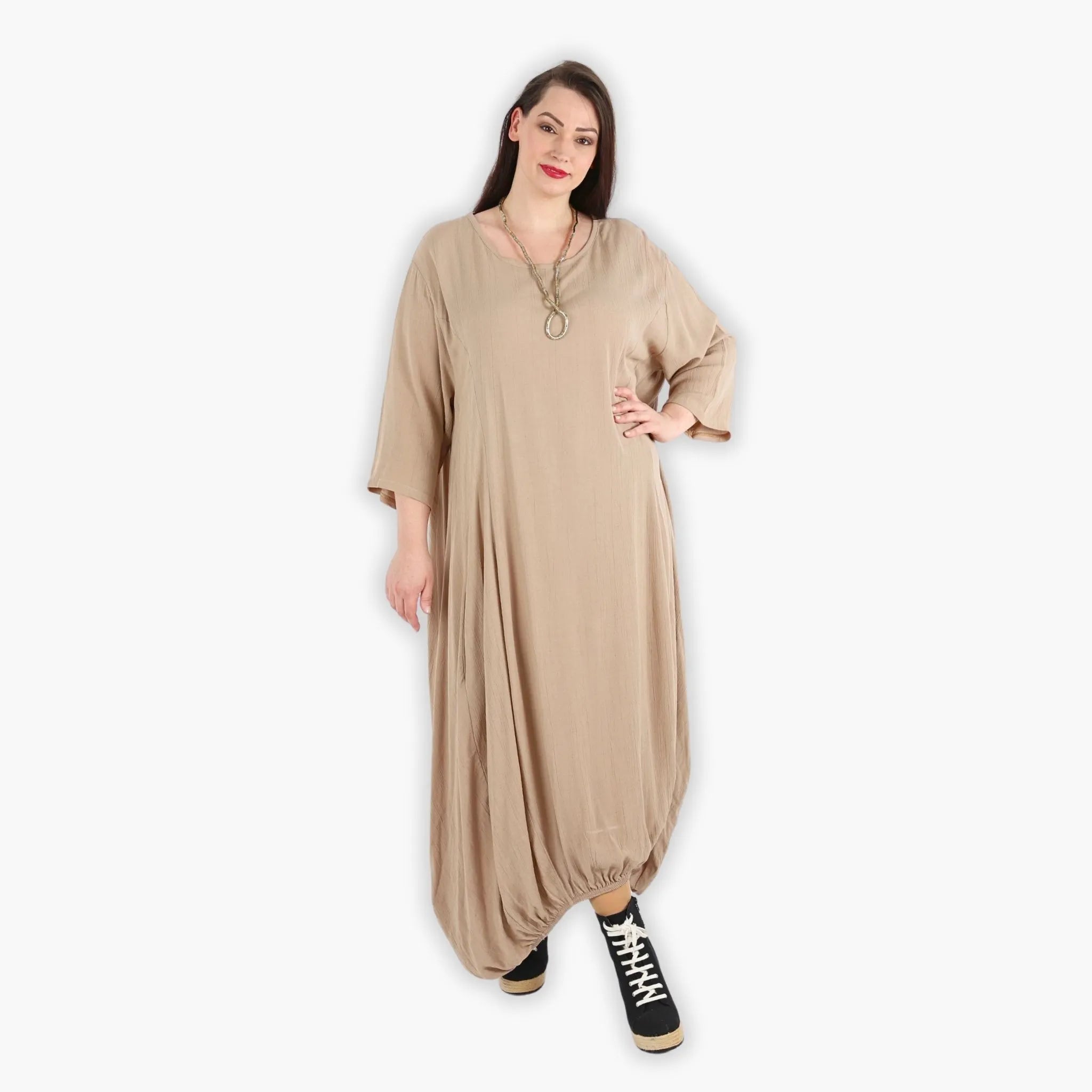  Ballonkleid von AKH Fashion aus Viskose, 1295.06736, Beige, Schick, Modern, Bequem