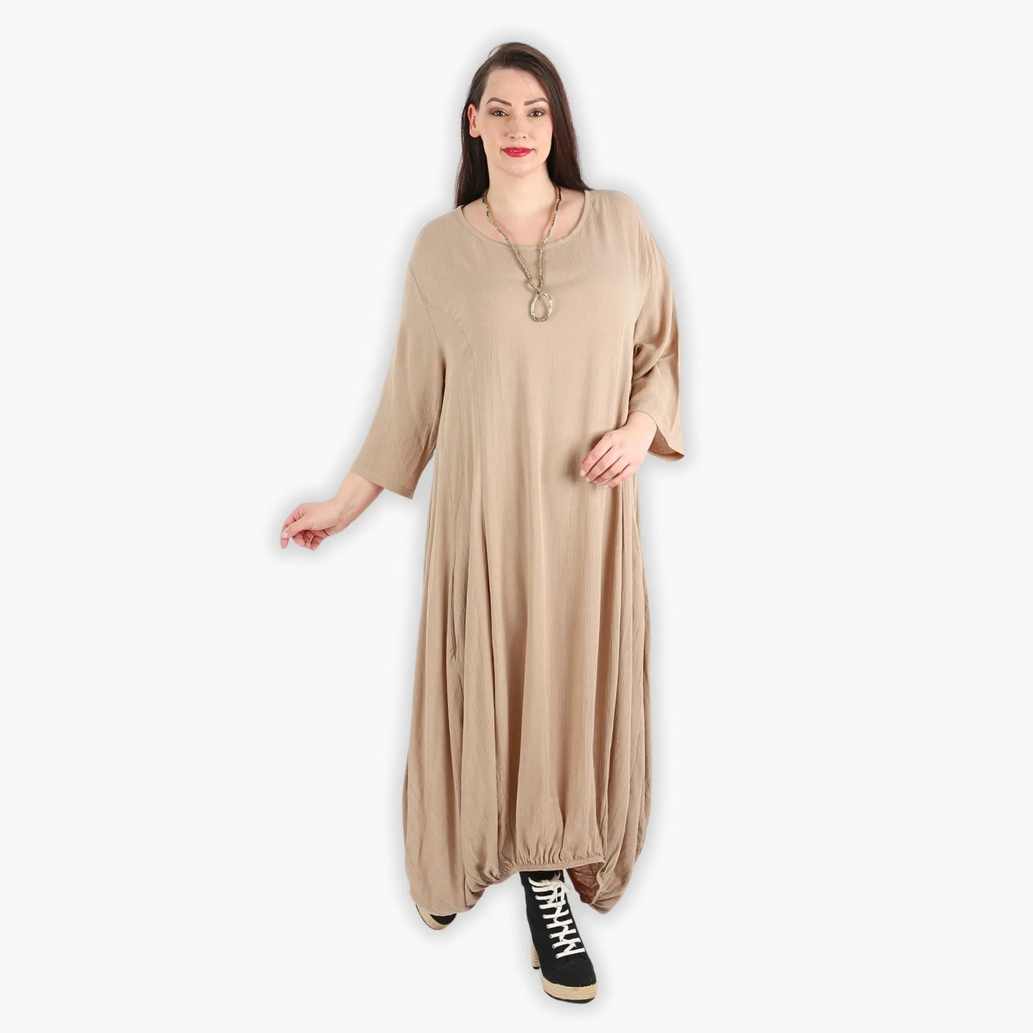  Ballonkleid von AKH Fashion aus Viskose, 1295.06736, Beige, Schick, Modern, Bequem