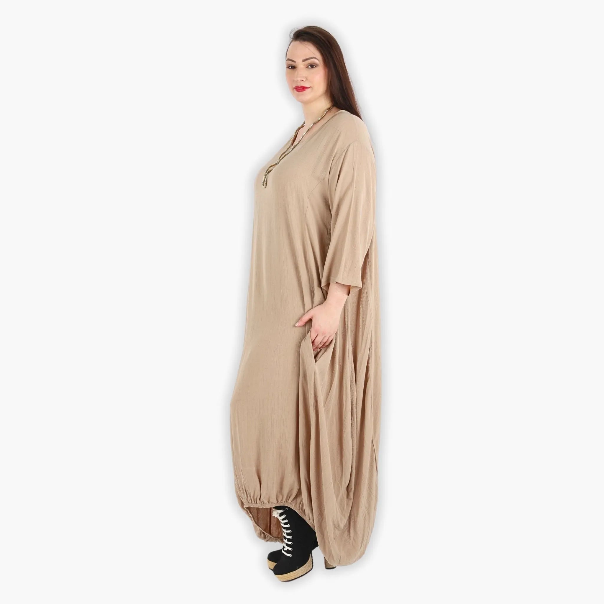 Ballonkleid von AKH Fashion aus Viskose, 1295.06736, Beige, Schick, Modern, Bequem