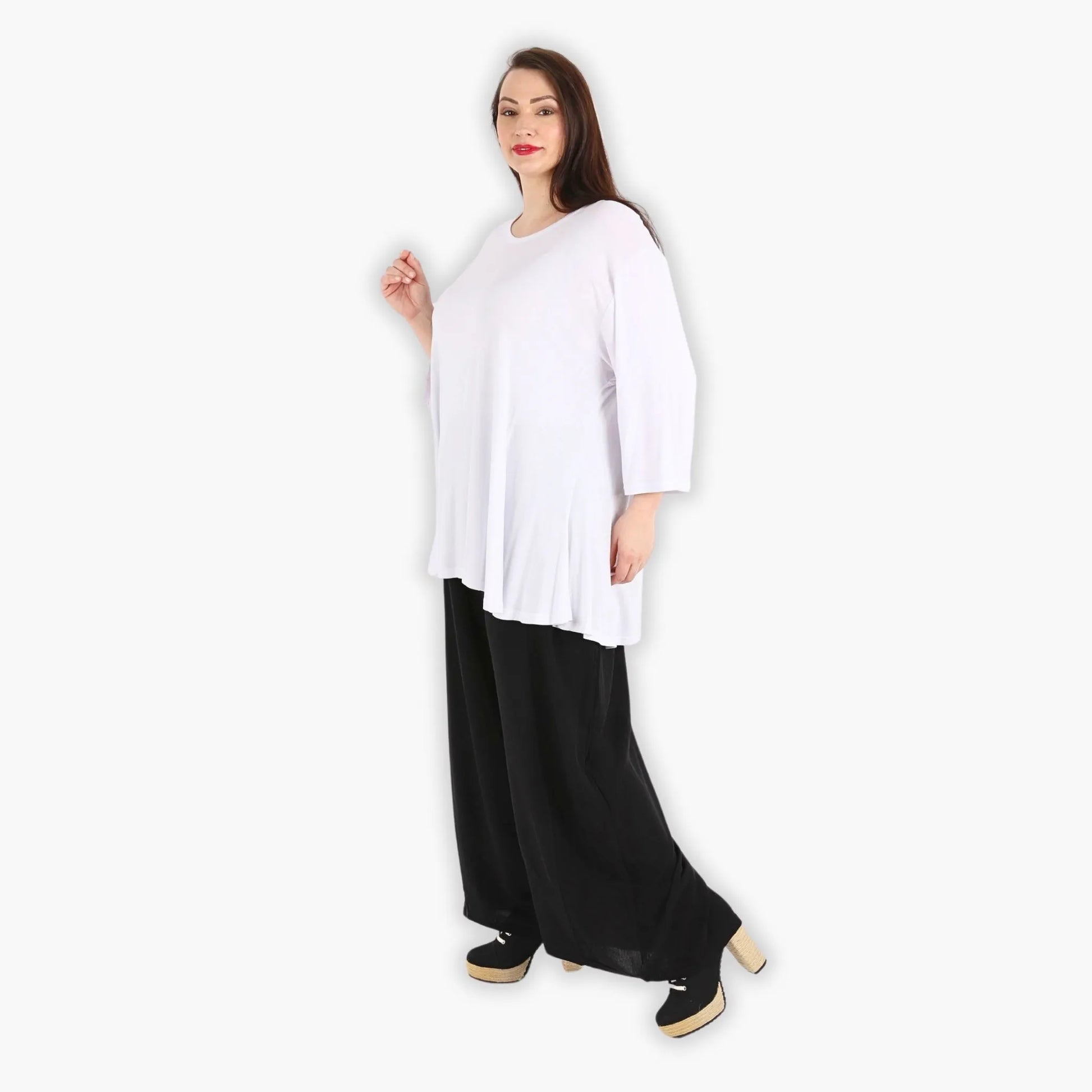  Hose von AKH Fashion aus Viskose in gerader Form, 1295.06927, Schwarz, Unifarben, Schick