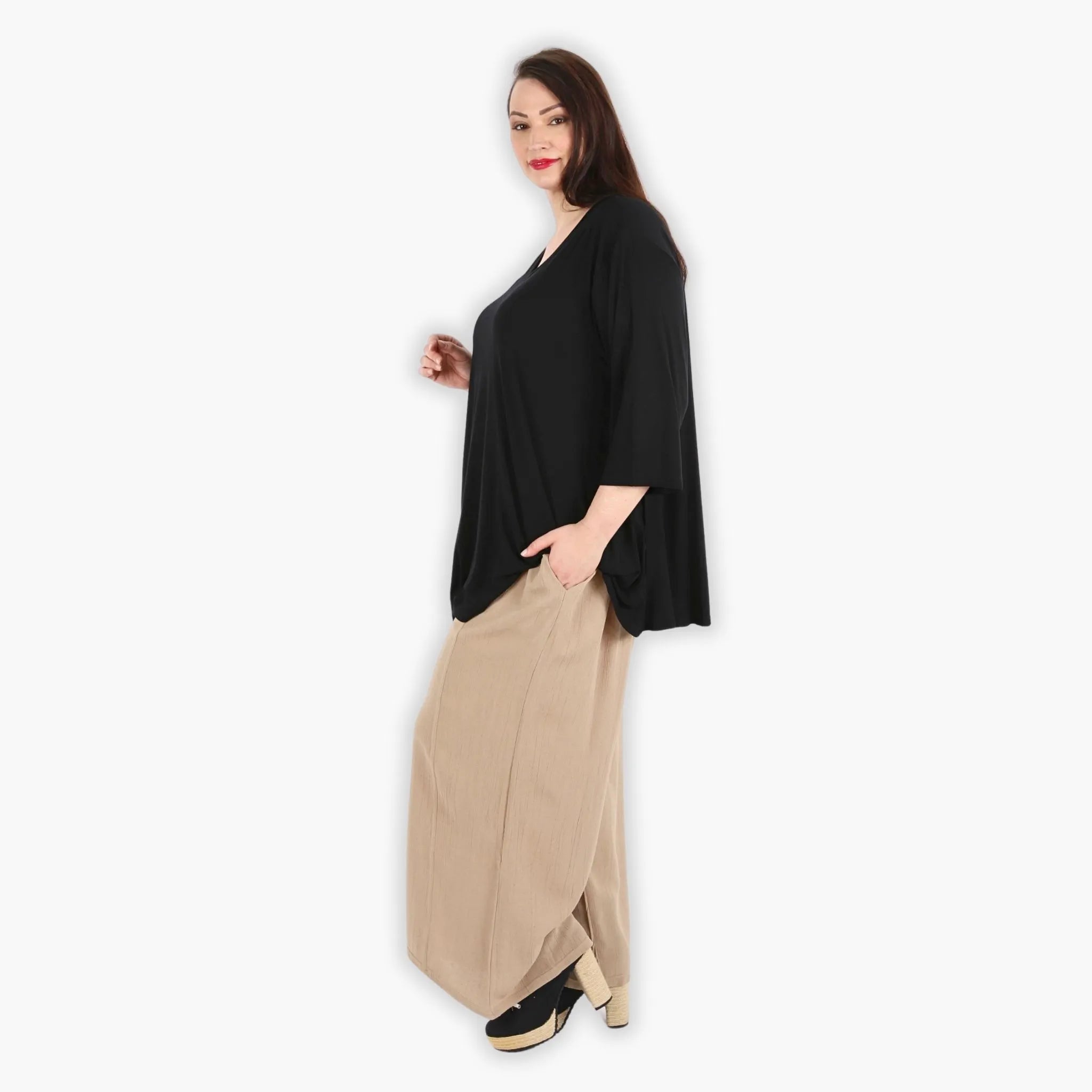 AKH Fashion Hose in gerader Form, aus Viskose, 1295.06927, Beige, Schick, Modern, Bequem