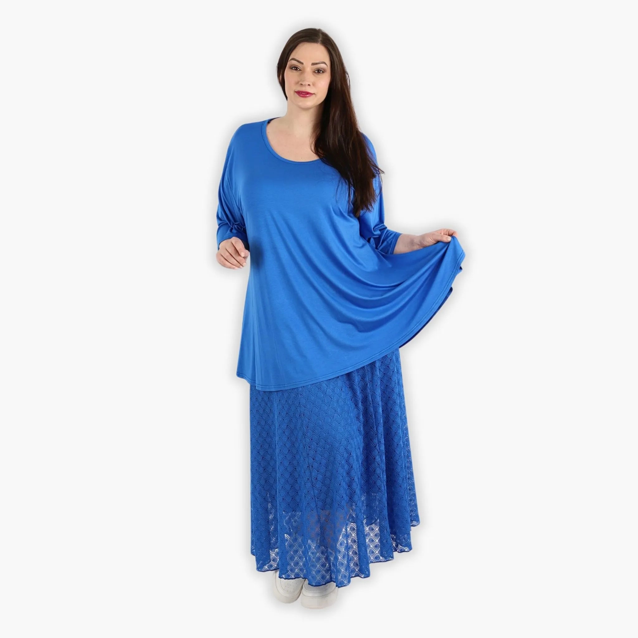  Rock von AKH Fashion aus Viskose in gerundeter Form, 1297.00136, Royalblau, Ausgefallen