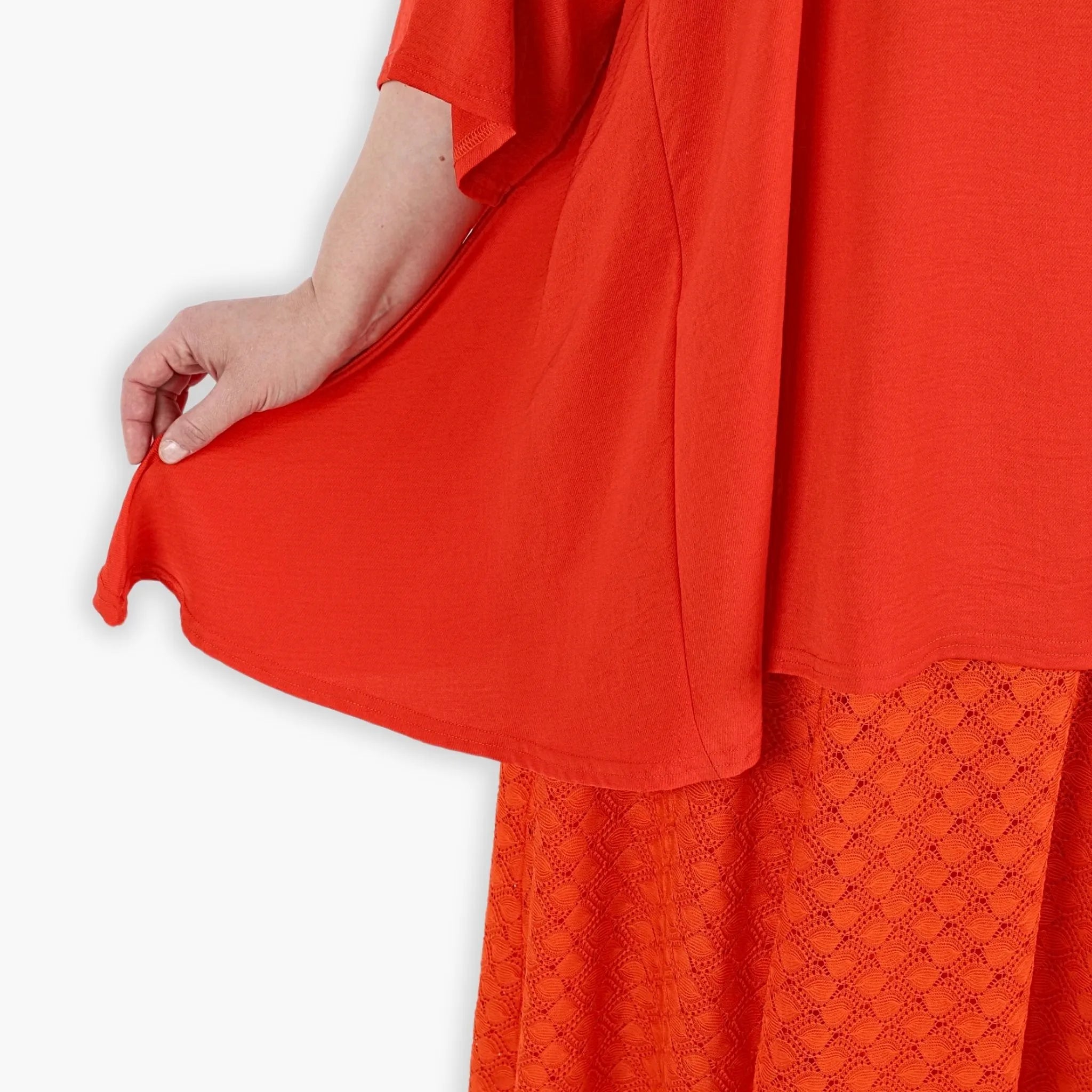  AKH Fashion Rock in gerundeter Form, aus Viskose, 1297.00136, Orange, Netz, Schick