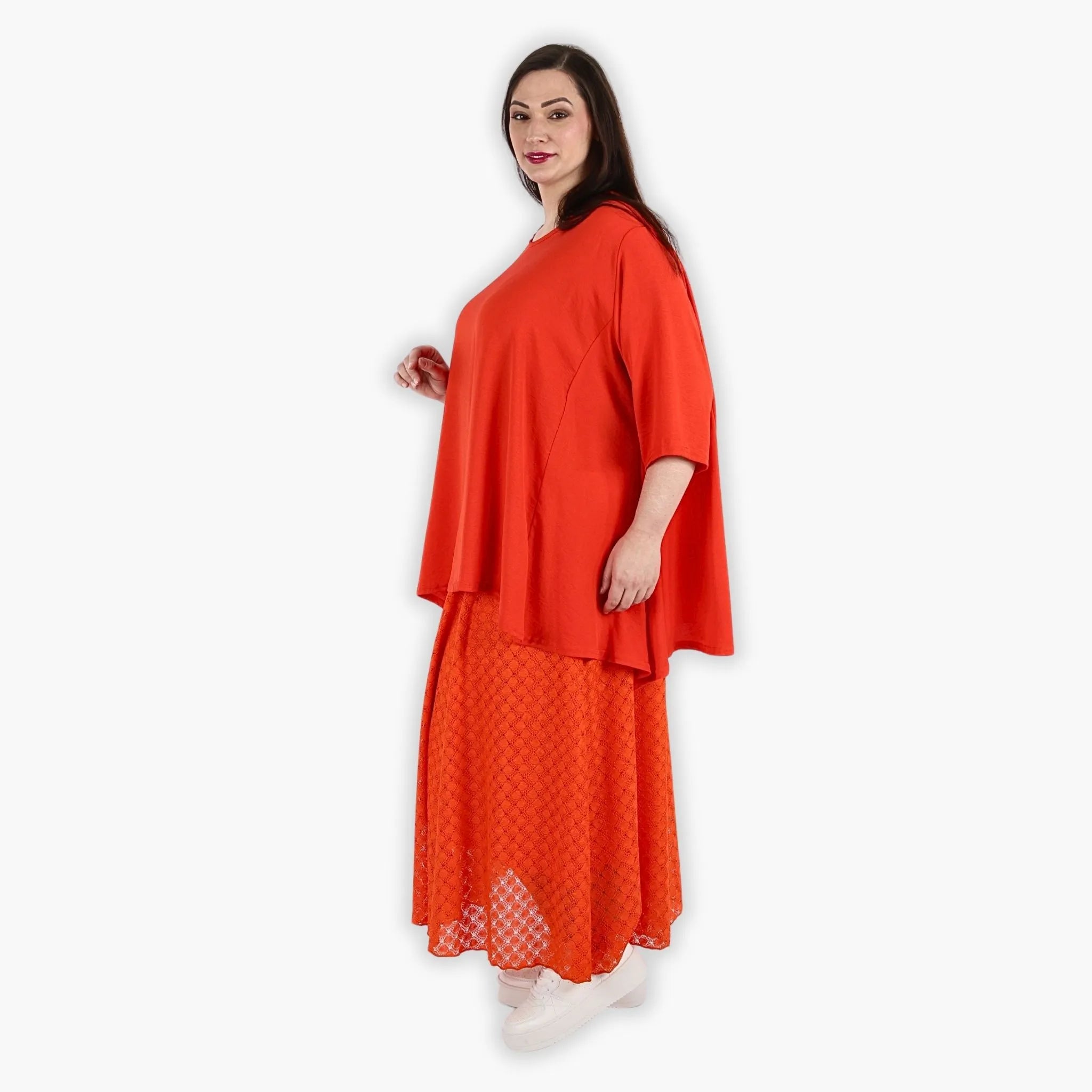  AKH Fashion Rock in gerundeter Form, aus Viskose, 1297.00136, Orange, Netz, Schick