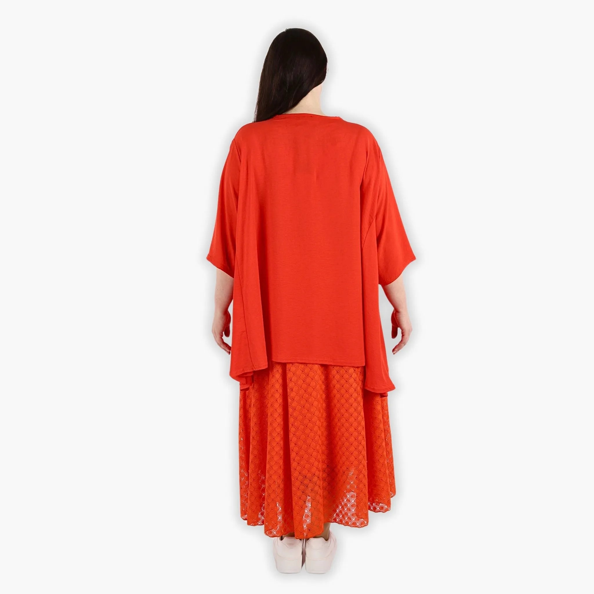  AKH Fashion Rock in gerundeter Form, aus Viskose, 1297.00136, Orange, Netz, Schick