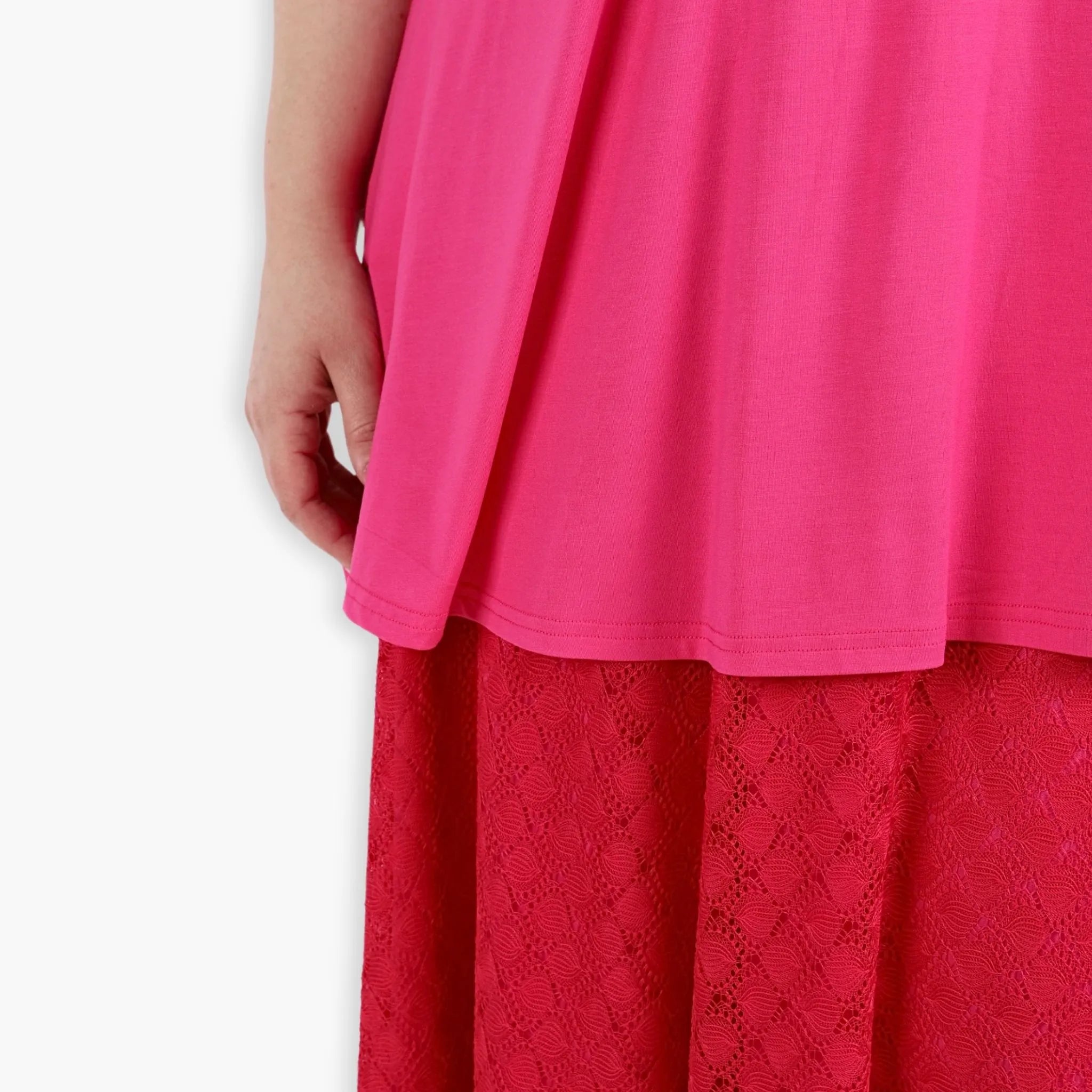  AKH Fashion Rock in gerundeter Form, aus Viskose, 1297.00136, Fuchsia, Netz, Schick