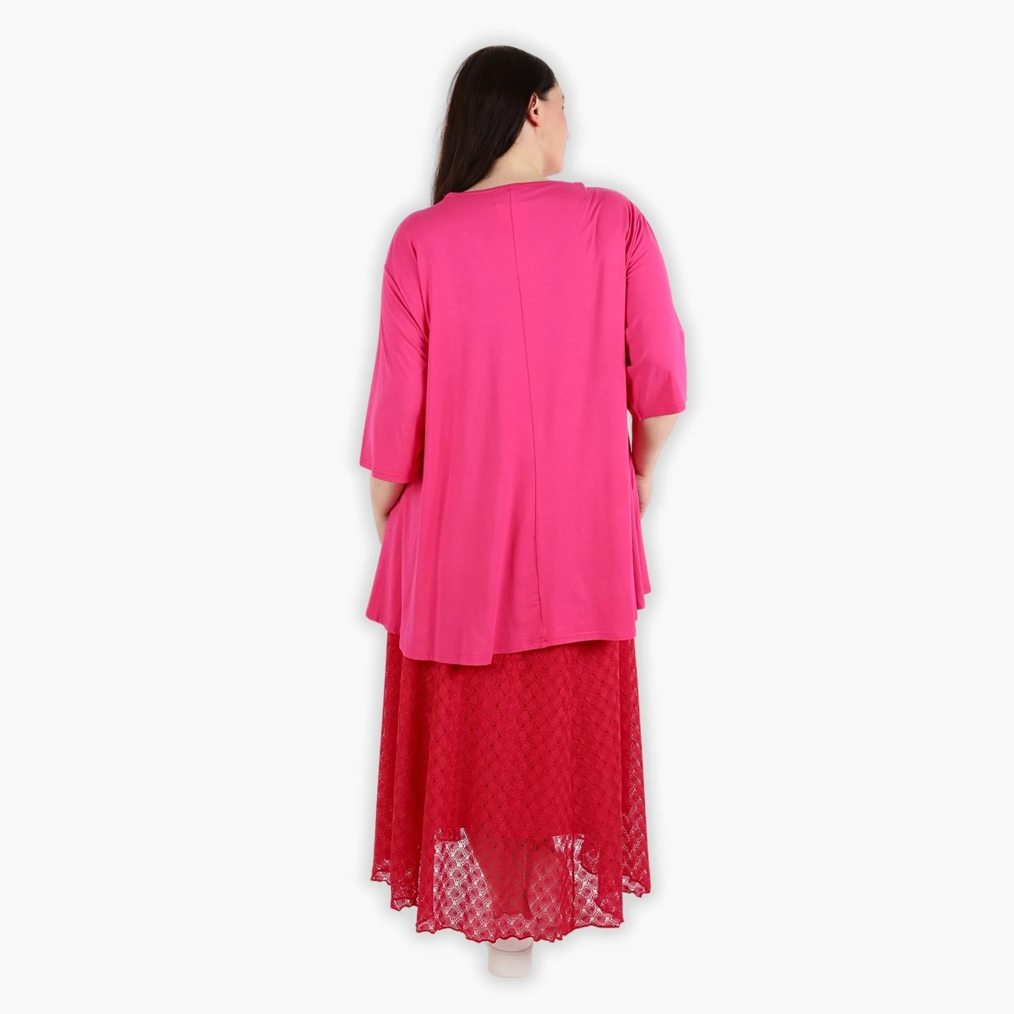  AKH Fashion Rock in gerundeter Form, aus Viskose, 1297.00136, Fuchsia, Netz, Schick