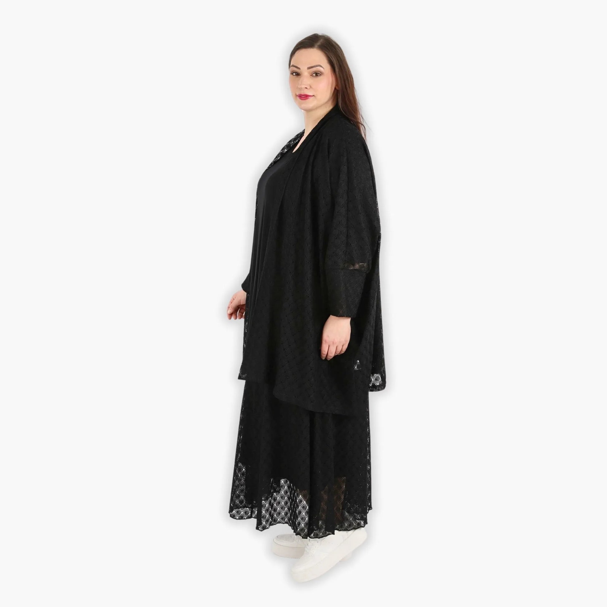  Jacke von AKH Fashion aus Viskose in gerader Form, 1297.06930, Schwarz, Netz, Ausgefallen