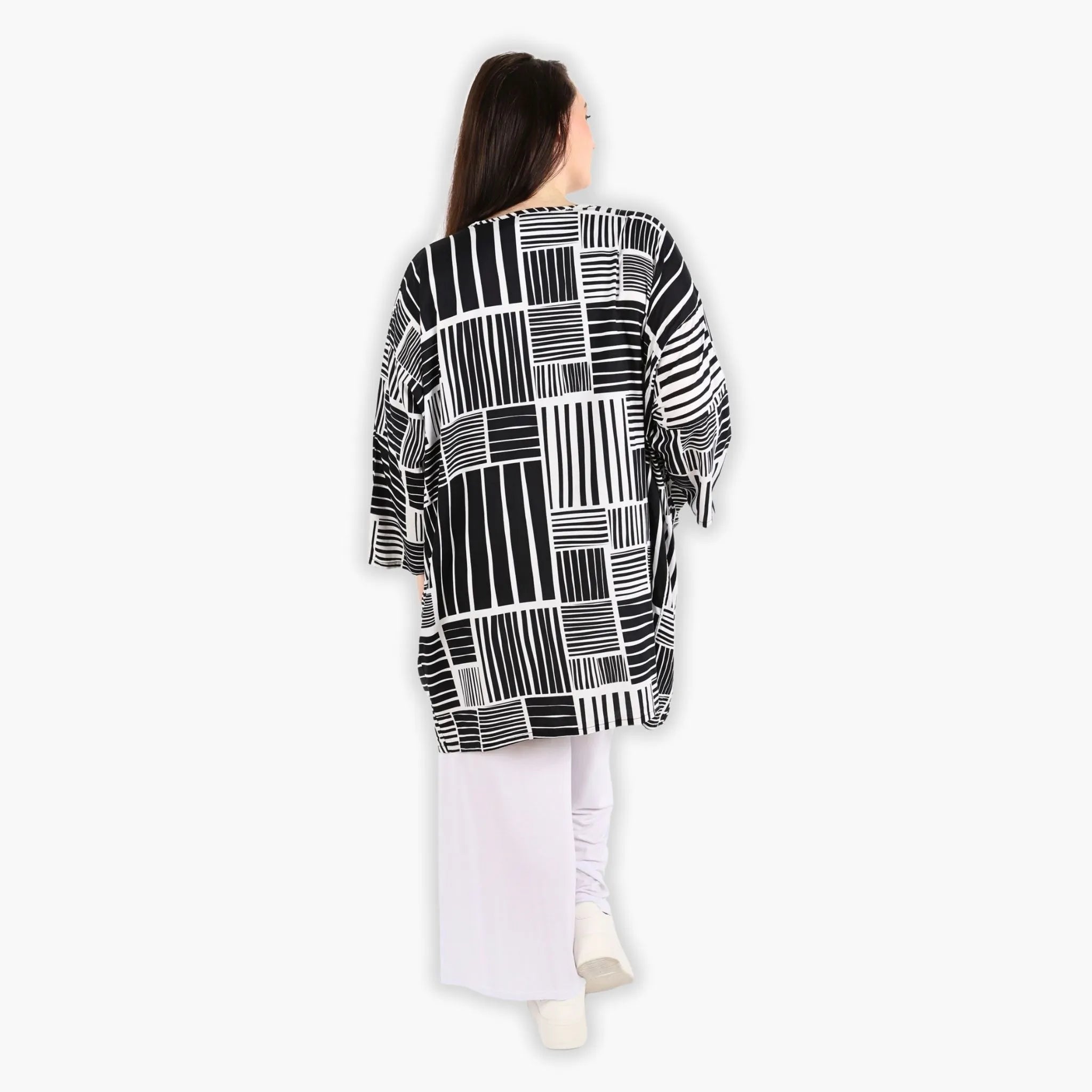  AKH Fashion Bigshirt in gerader Form, aus Viskose, 1298.06909, Schwarz-Weiß, Schick, Modern