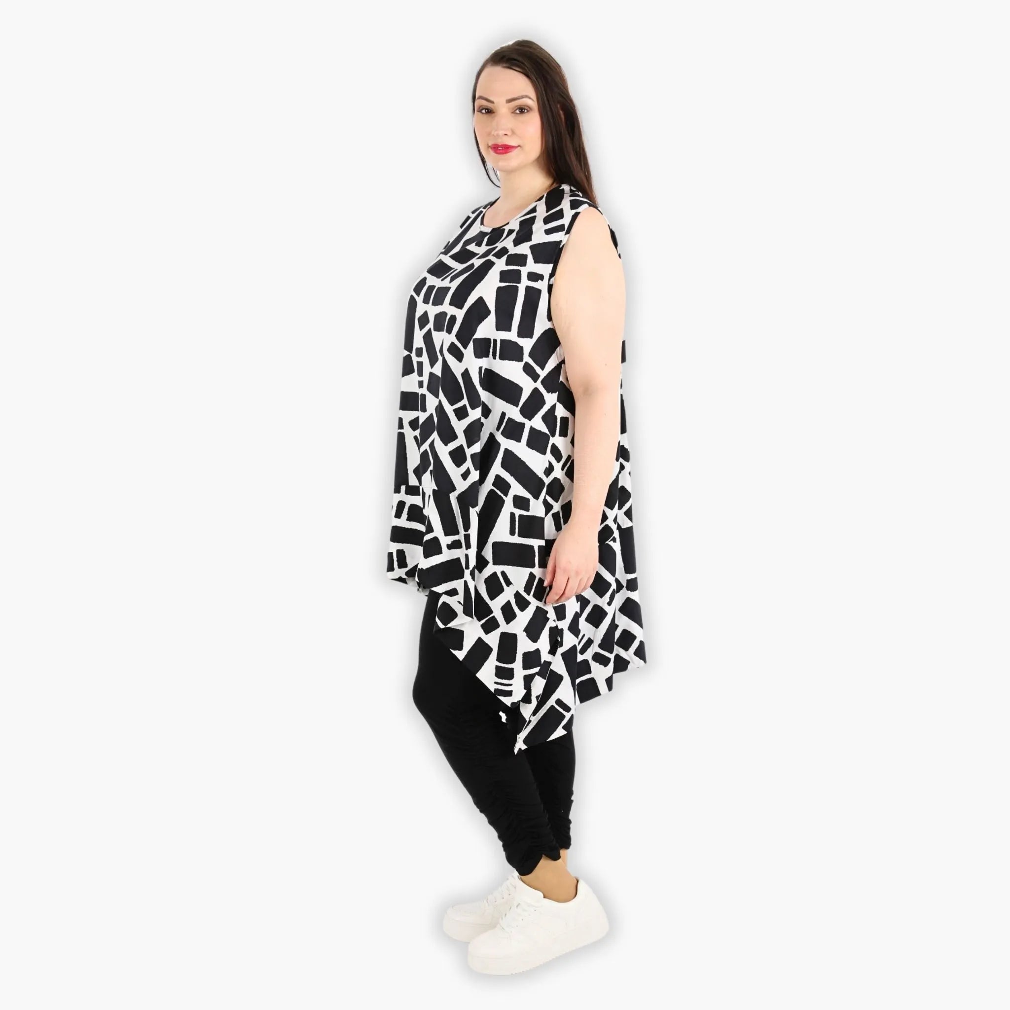  A-Form Tunika von AKH Fashion aus Viskose, 1299.03051, Schwarz-Weiß, Schick, Modern