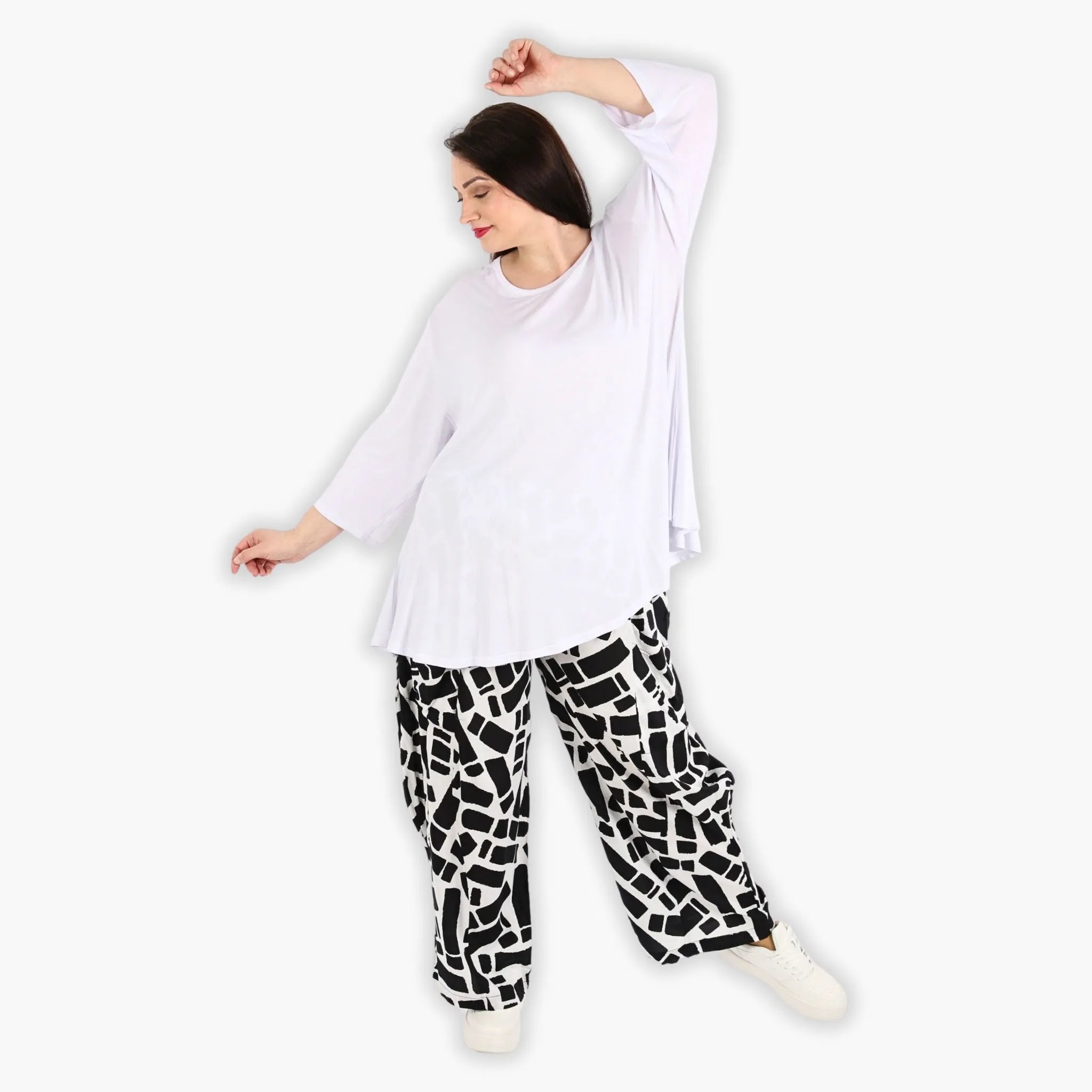  Ballonhose von AKH Fashion aus Viskose, 1299.08069, Schwarz-Weiß, Schick, Modern, Bequem