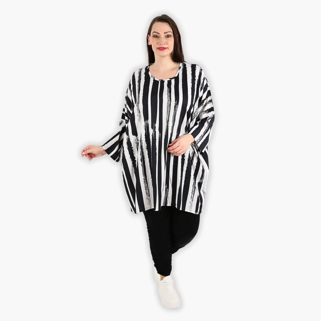  AKH Fashion Bigshirt in gerader Form, aus Viskose, 1300.06909, Schwarz-Weiß, Schick, Modern