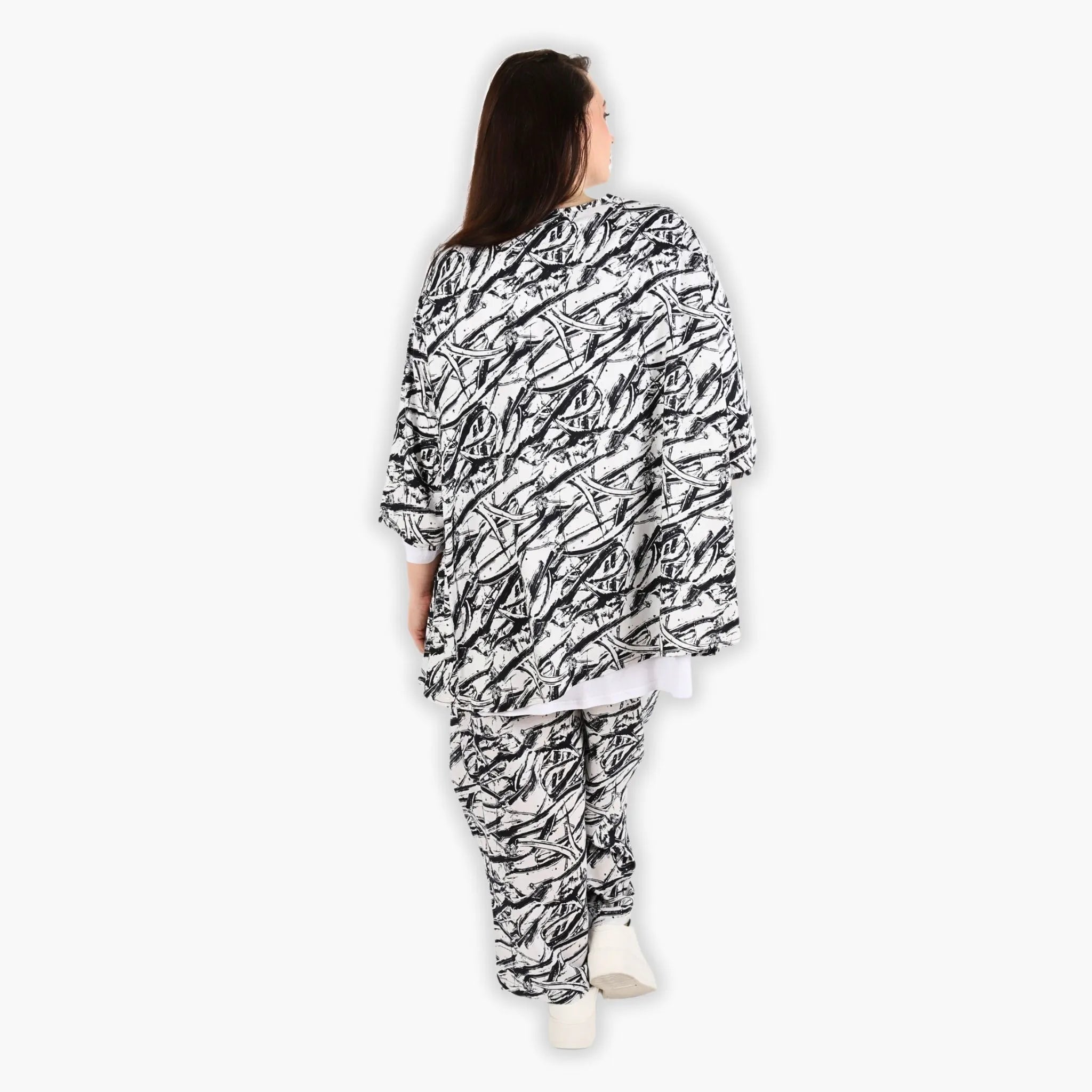  A-Form Bigshirt von AKH Fashion aus Viskose, 1301.00593, Schwarz-Weiß, Schick, Modern, Bequem