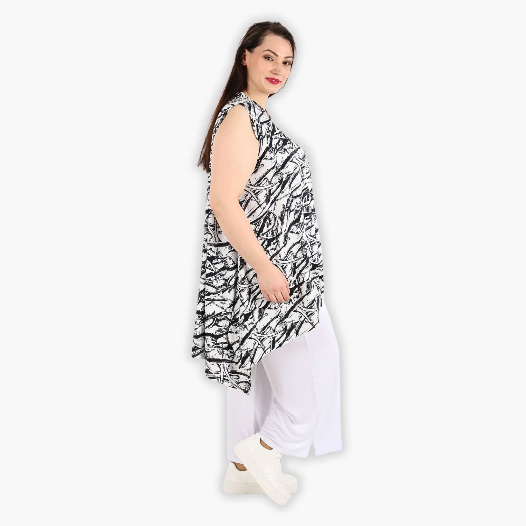  A-Form Tunika von AKH Fashion aus Viskose, 1301.03051, Schwarz-Weiß, Schick, Modern