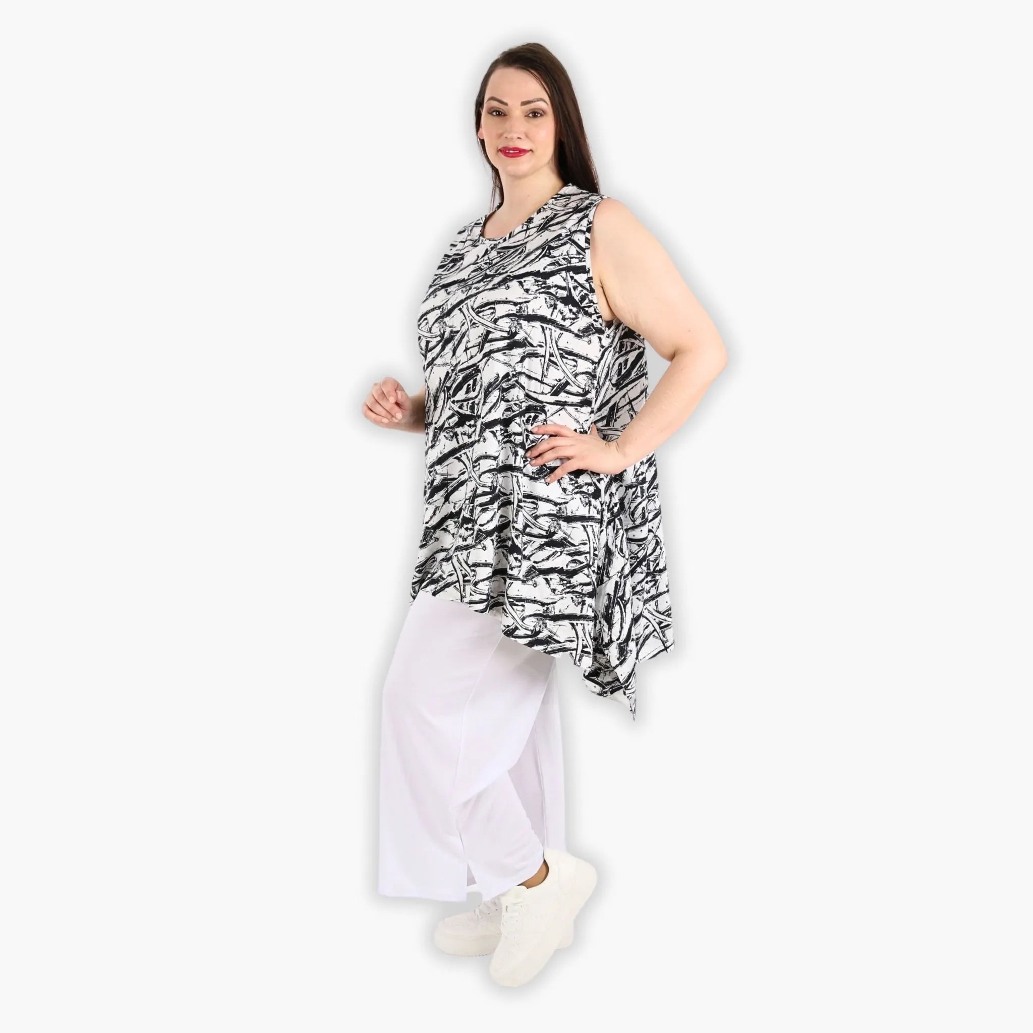  A-Form Tunika von AKH Fashion aus Viskose, 1301.03051, Schwarz-Weiß, Schick, Modern
