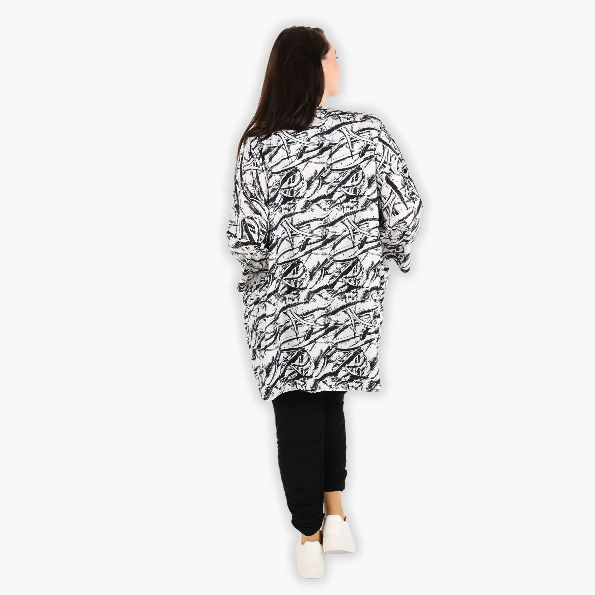  AKH Fashion Bigshirt in gerader Form, aus Viskose, 1301.06909, Schwarz-Weiß, Schick, Modern