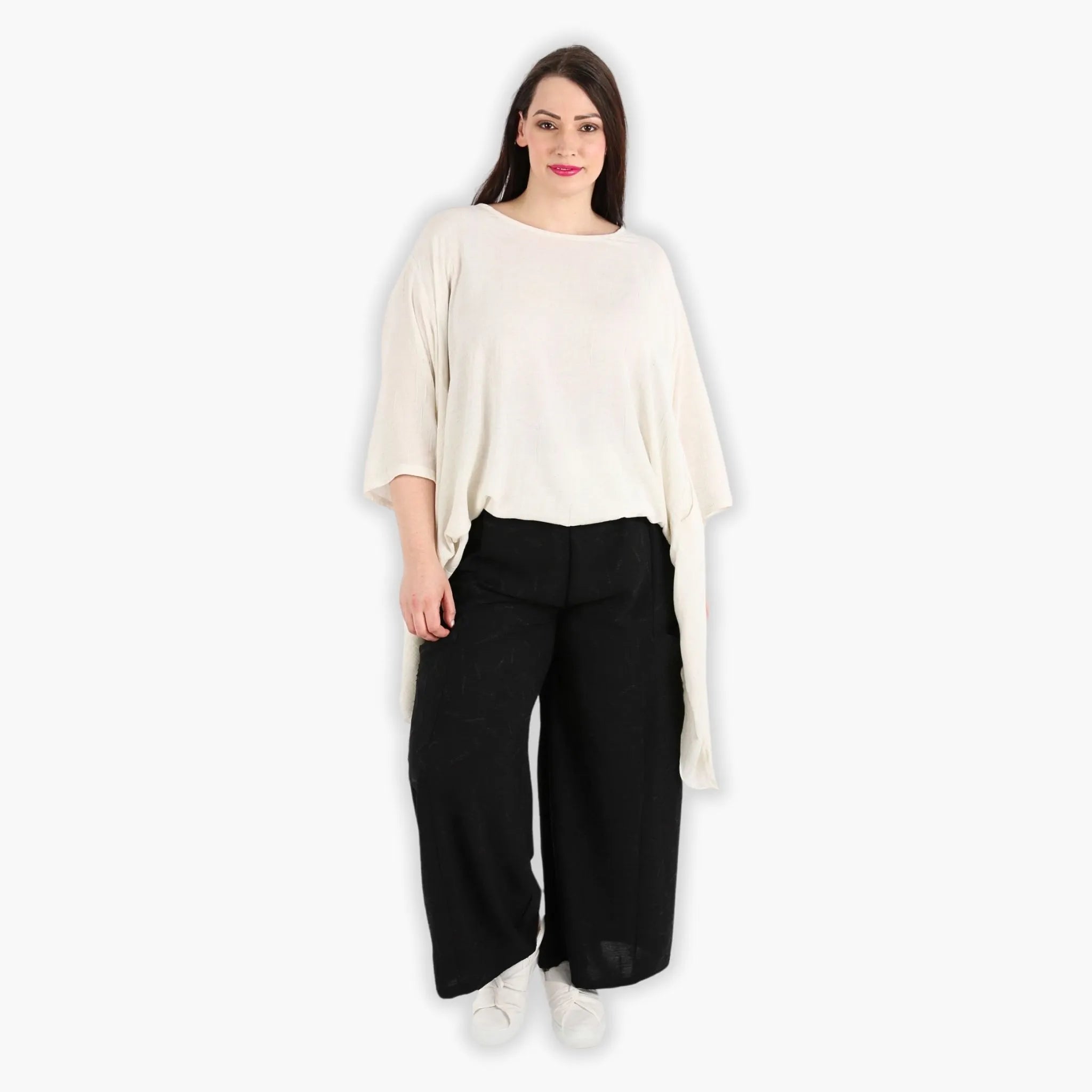 Hose von AKH Fashion aus Materialmix in gerader Form, ausgefallene Lagenlook Mode