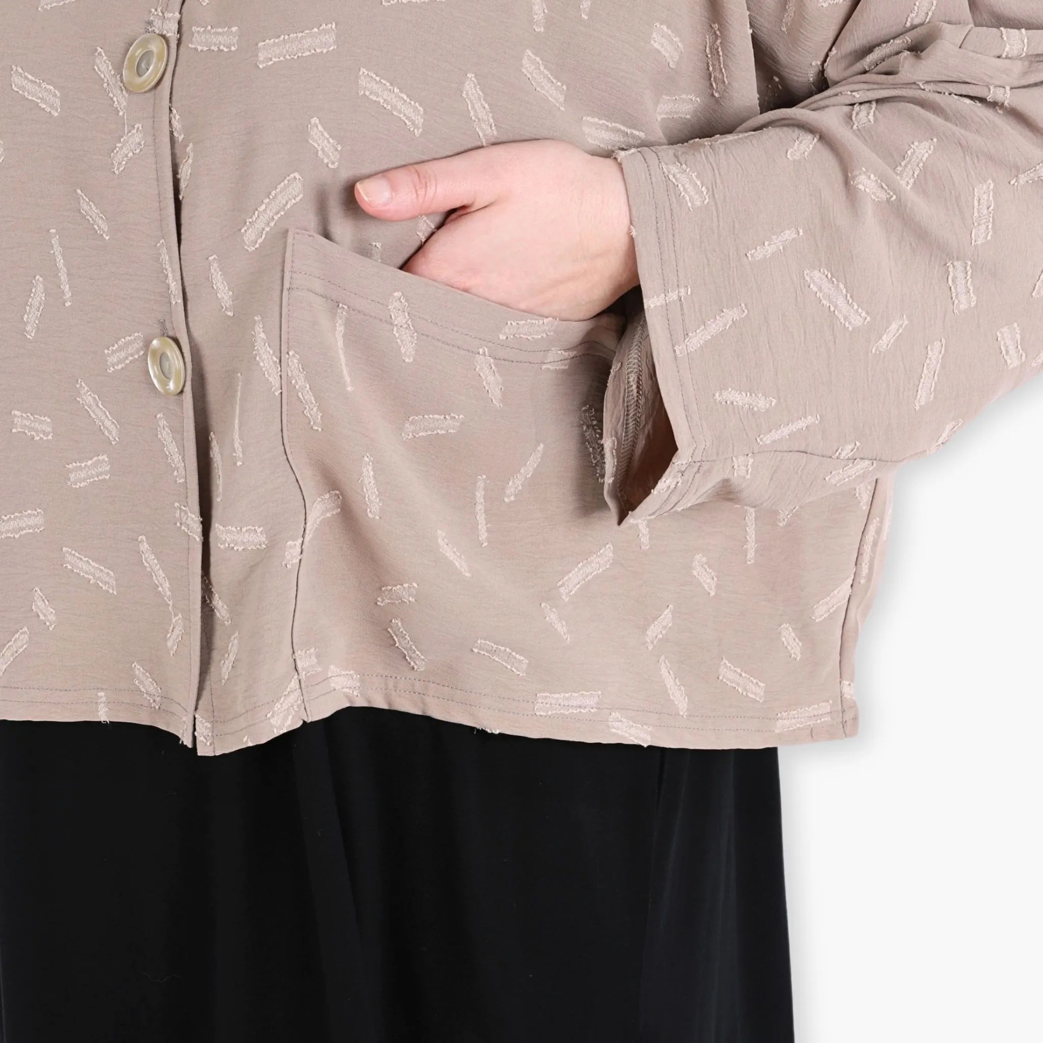  AKH Fashion Jacke in gerader Form, aus Materialmix, 1303.06992, Cognac, Streifen, Schick