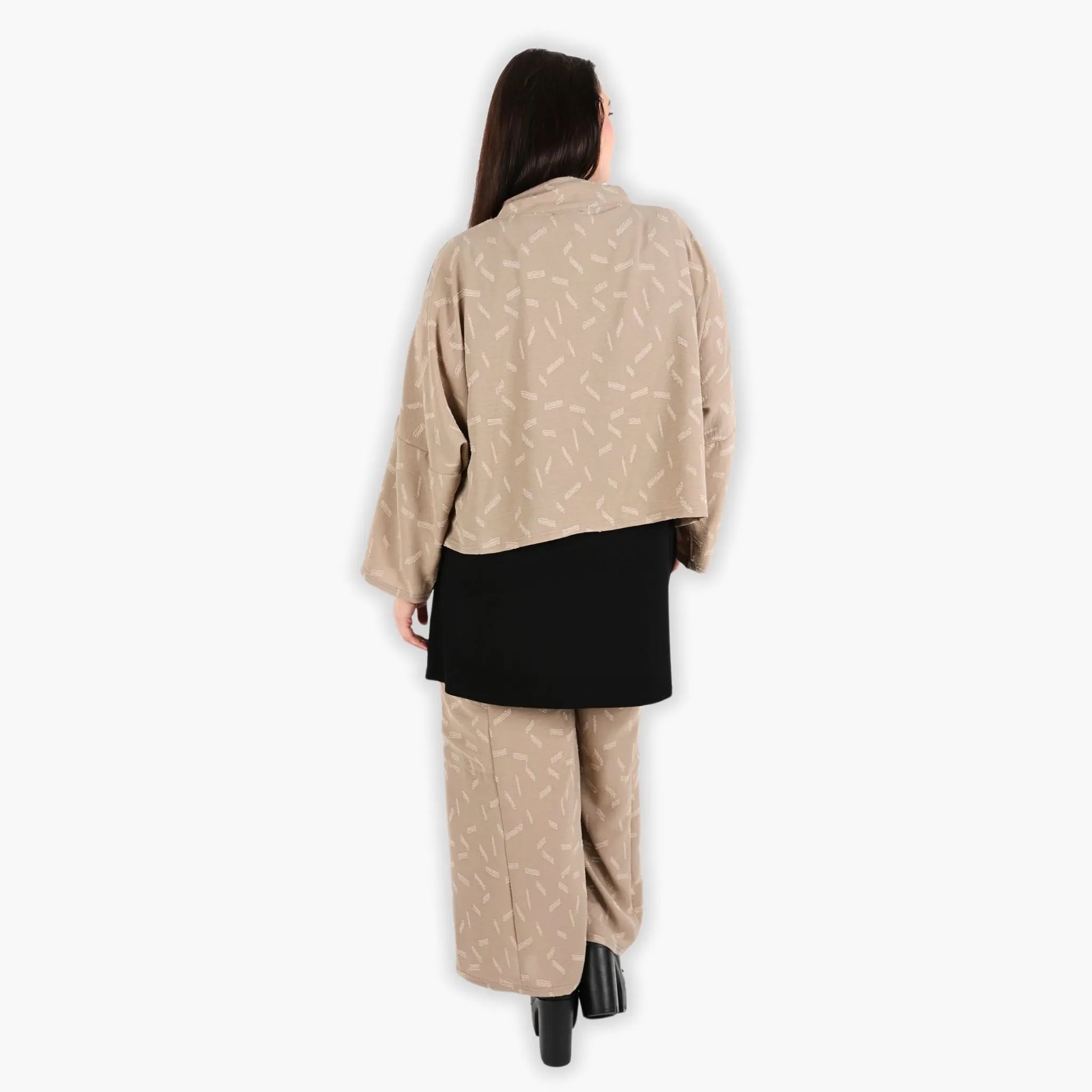  AKH Fashion Jacke in gerader Form, aus Materialmix, 1303.06992, Cognac, Streifen, Schick