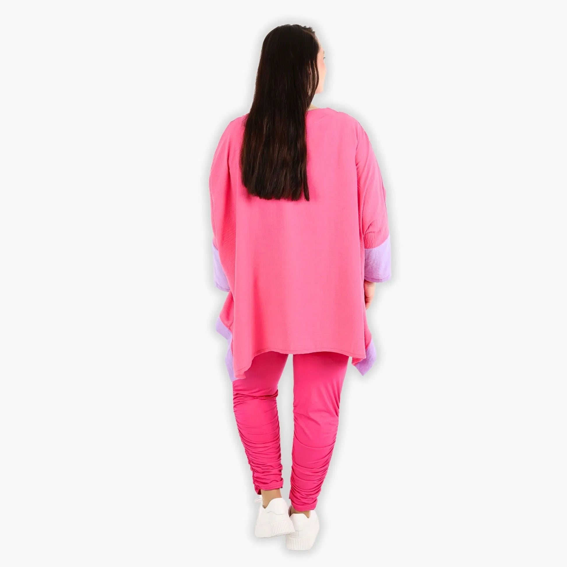  A-Form Bigshirt von AKH Fashion aus Viskose, 1305.02413, Pink-Flieder, Unifarben, Ausgefallen