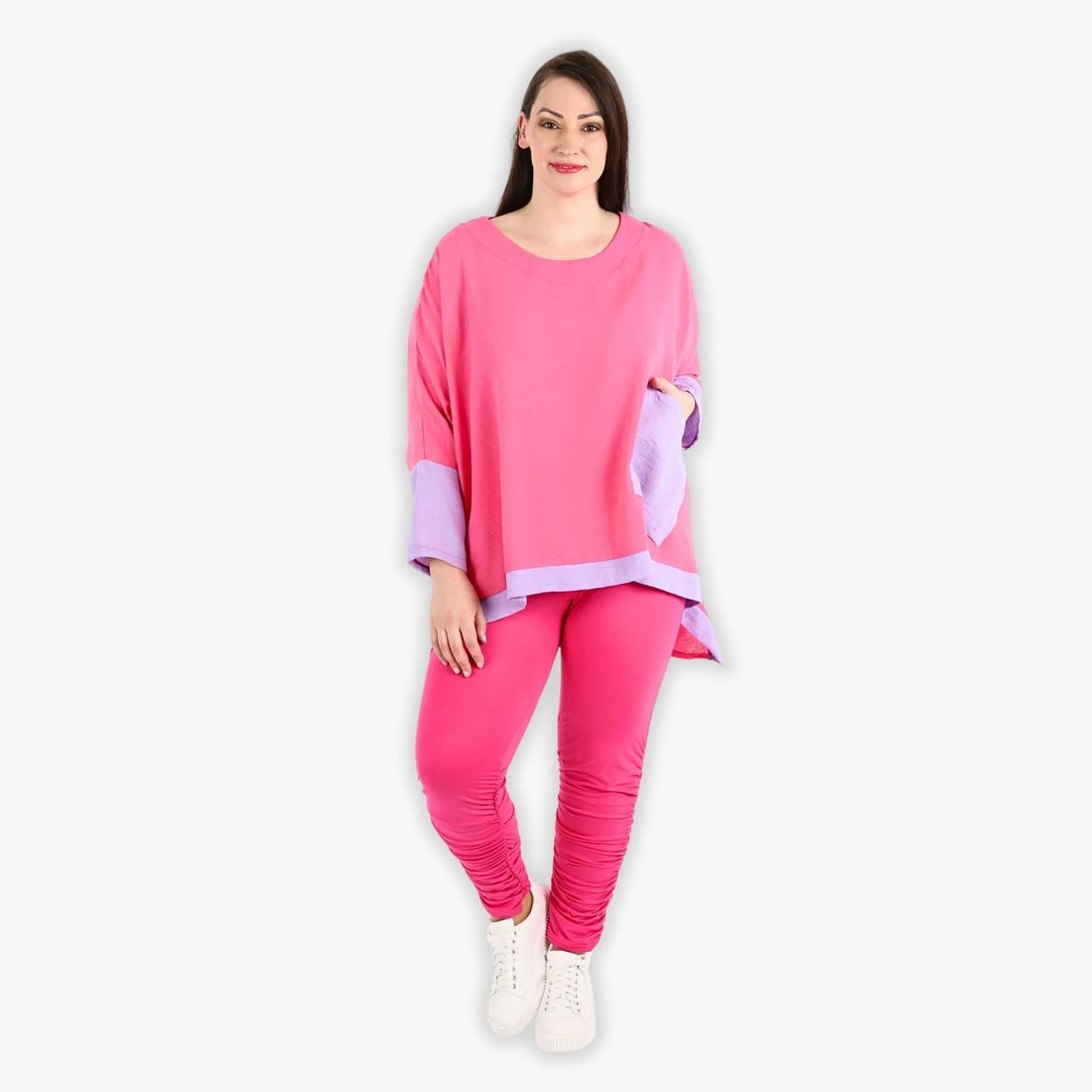  A-Form Bigshirt von AKH Fashion aus Viskose, 1305.02413, Pink-Flieder, Schick, Modern, Bequem