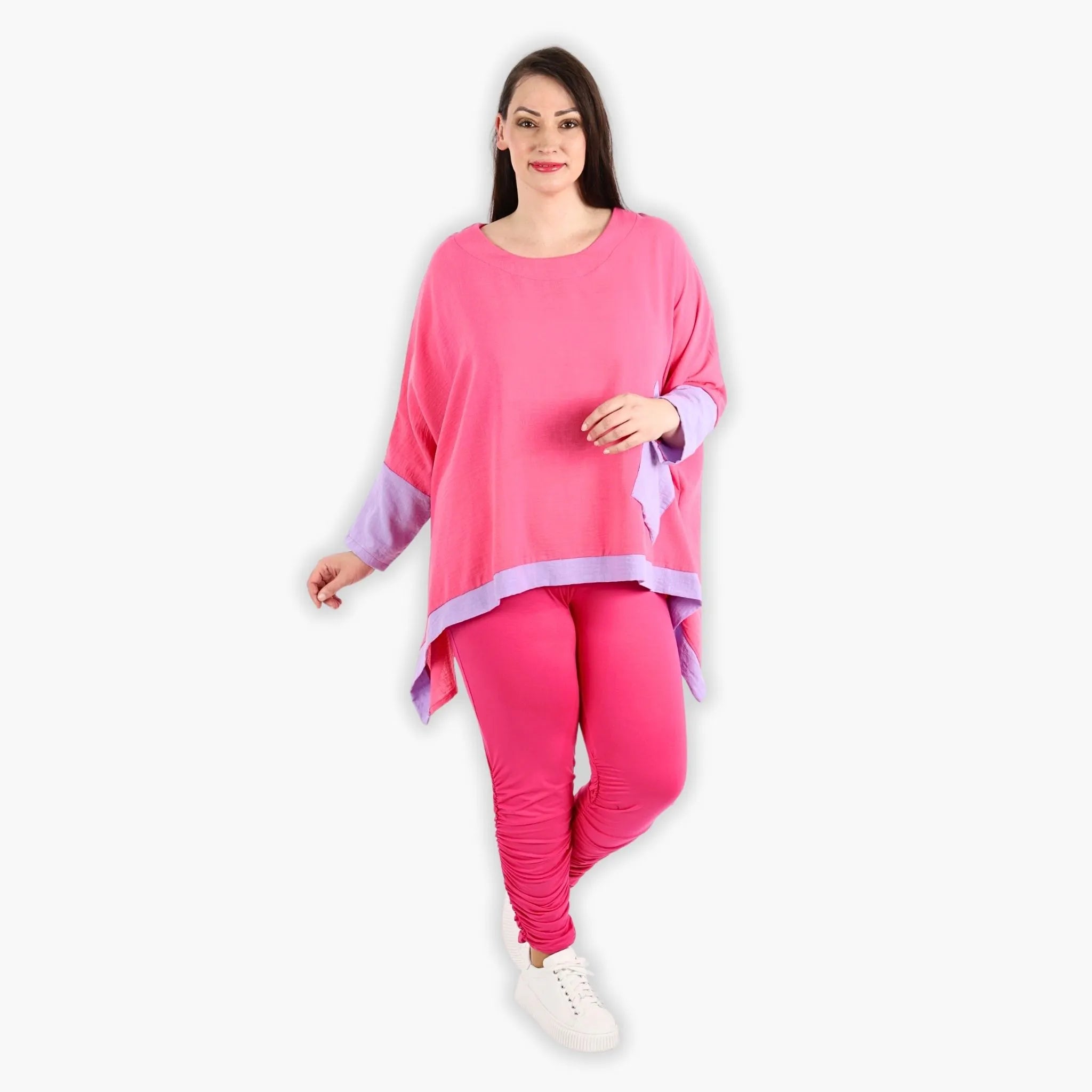  A-Form Bigshirt von AKH Fashion aus Viskose, 1305.02413, Pink-Flieder, Schick, Modern, Bequem