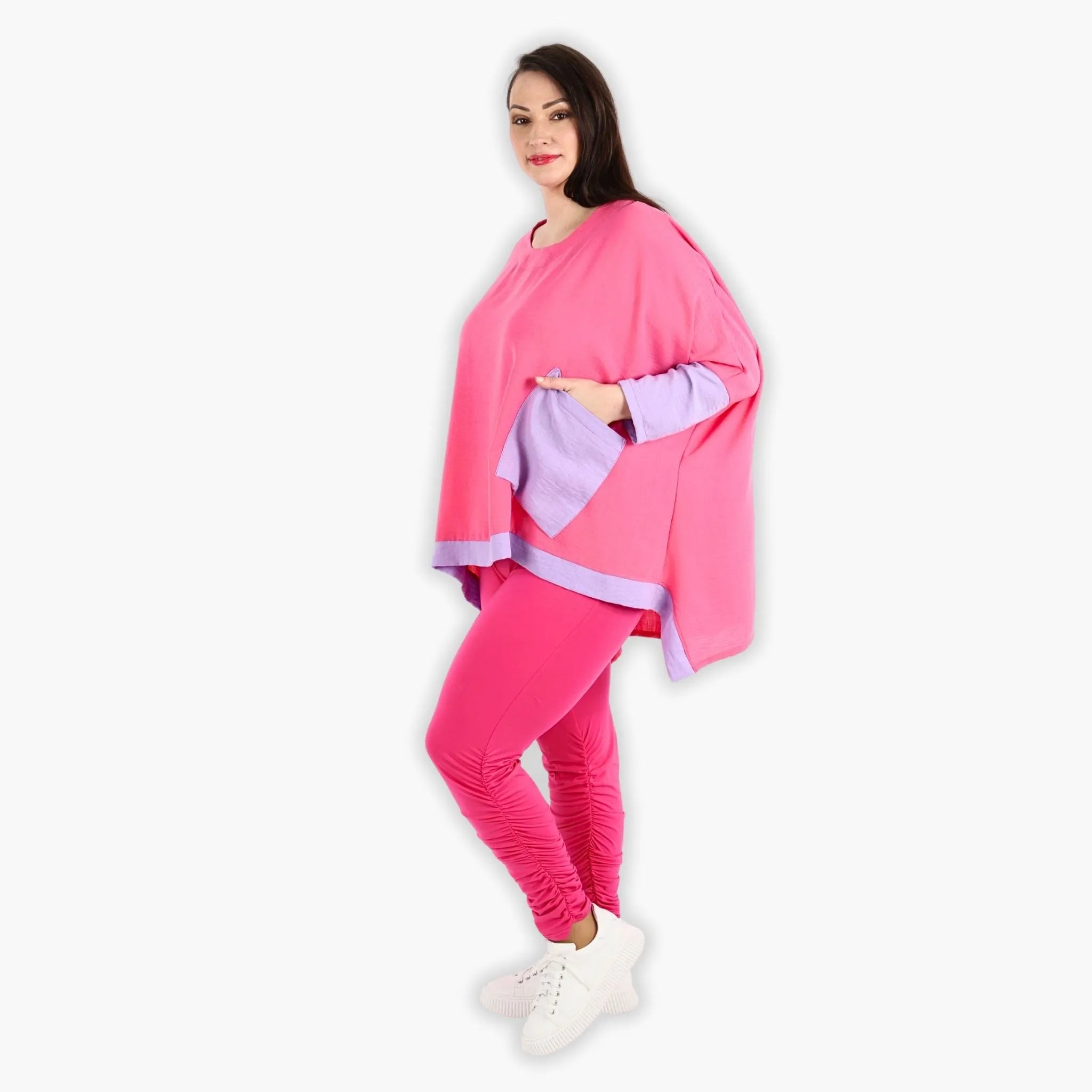  A-Form Bigshirt von AKH Fashion aus Viskose, 1305.02413, Pink-Flieder, Schick, Modern, Bequem