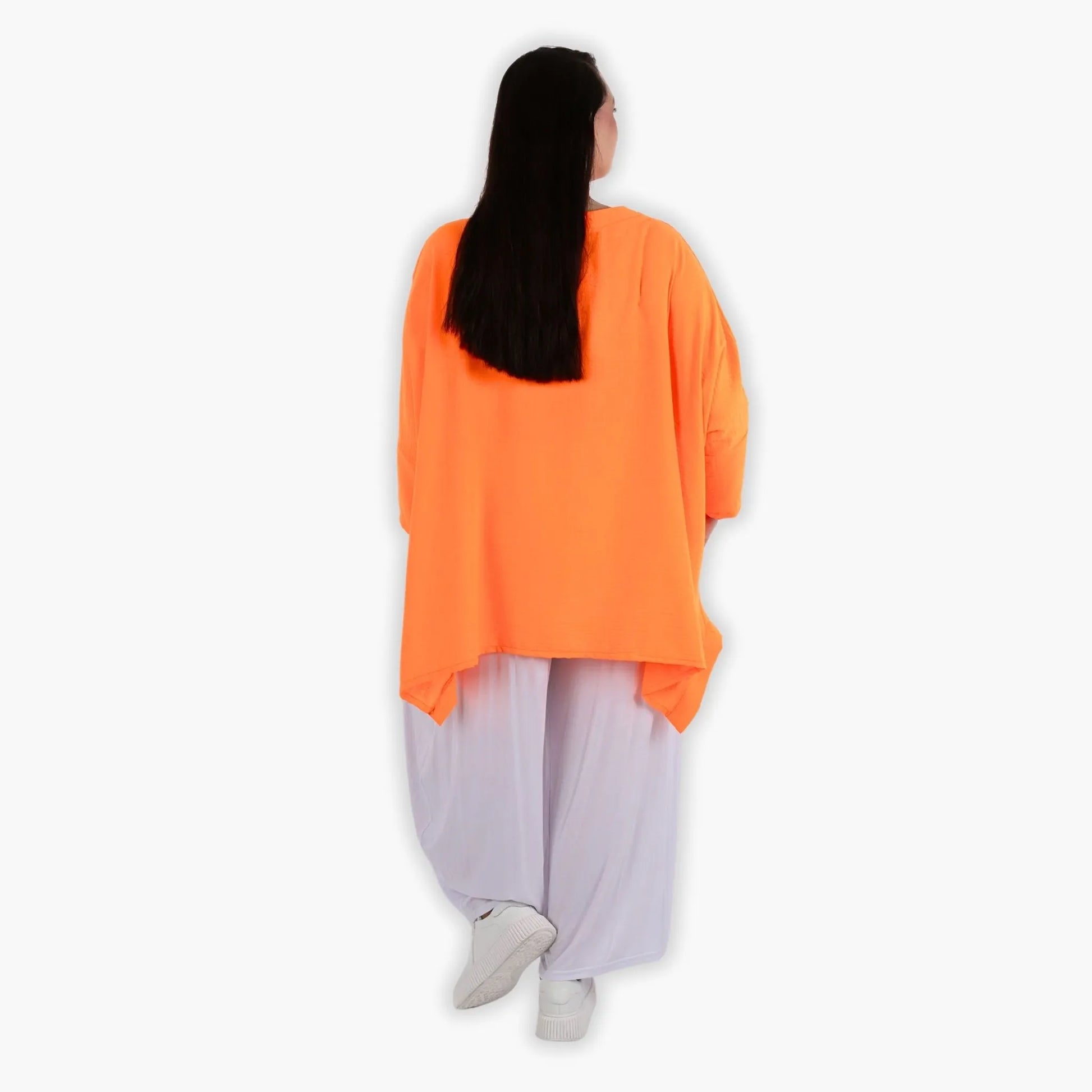  A-Form Bigshirt von AKH Fashion aus Viskose, 1305.02413, Neonorange, Unifarben, Ausgefallen