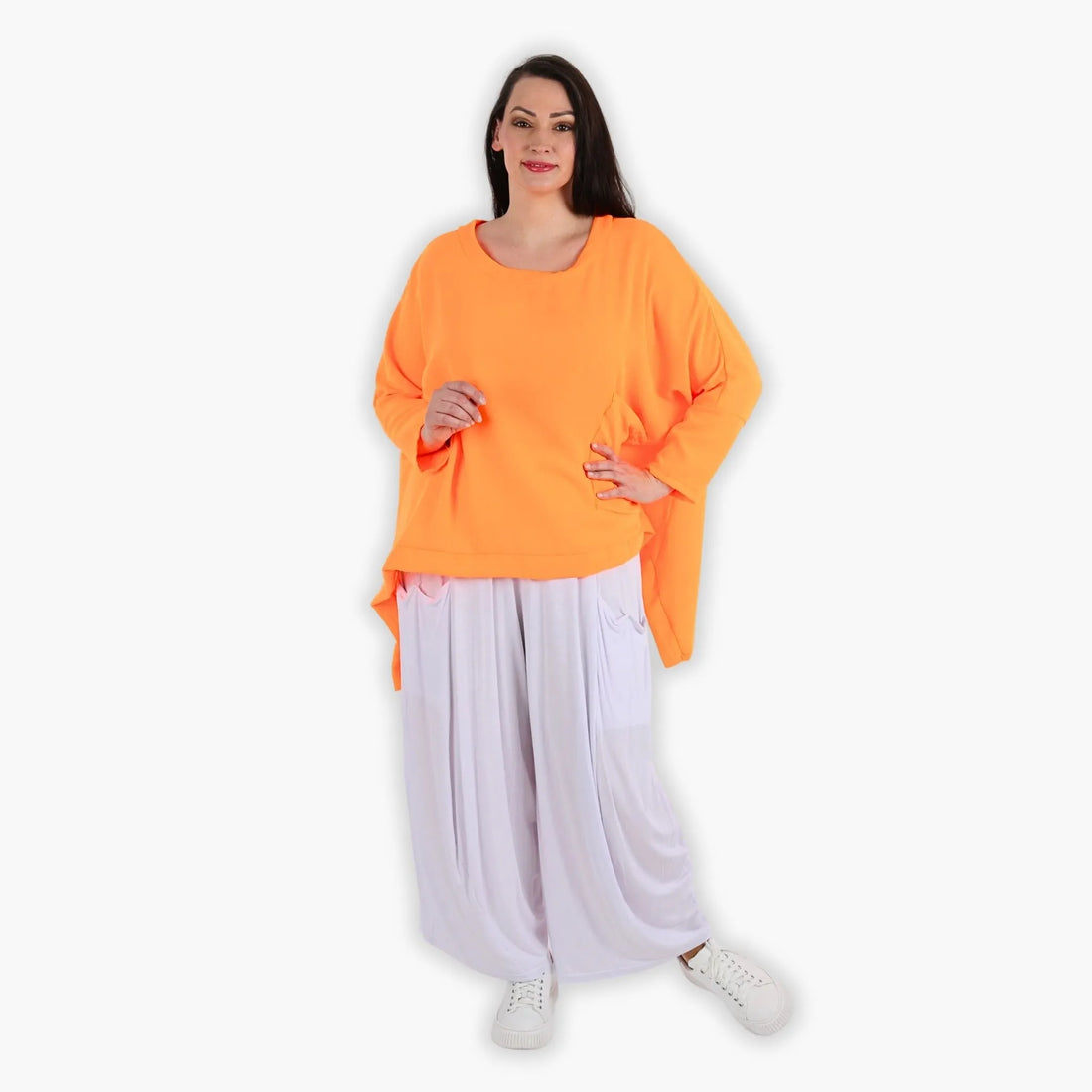  A-Form Bigshirt von AKH Fashion aus Viskose, 1305.02413, Neonorange, Schick, Modern, Bequem