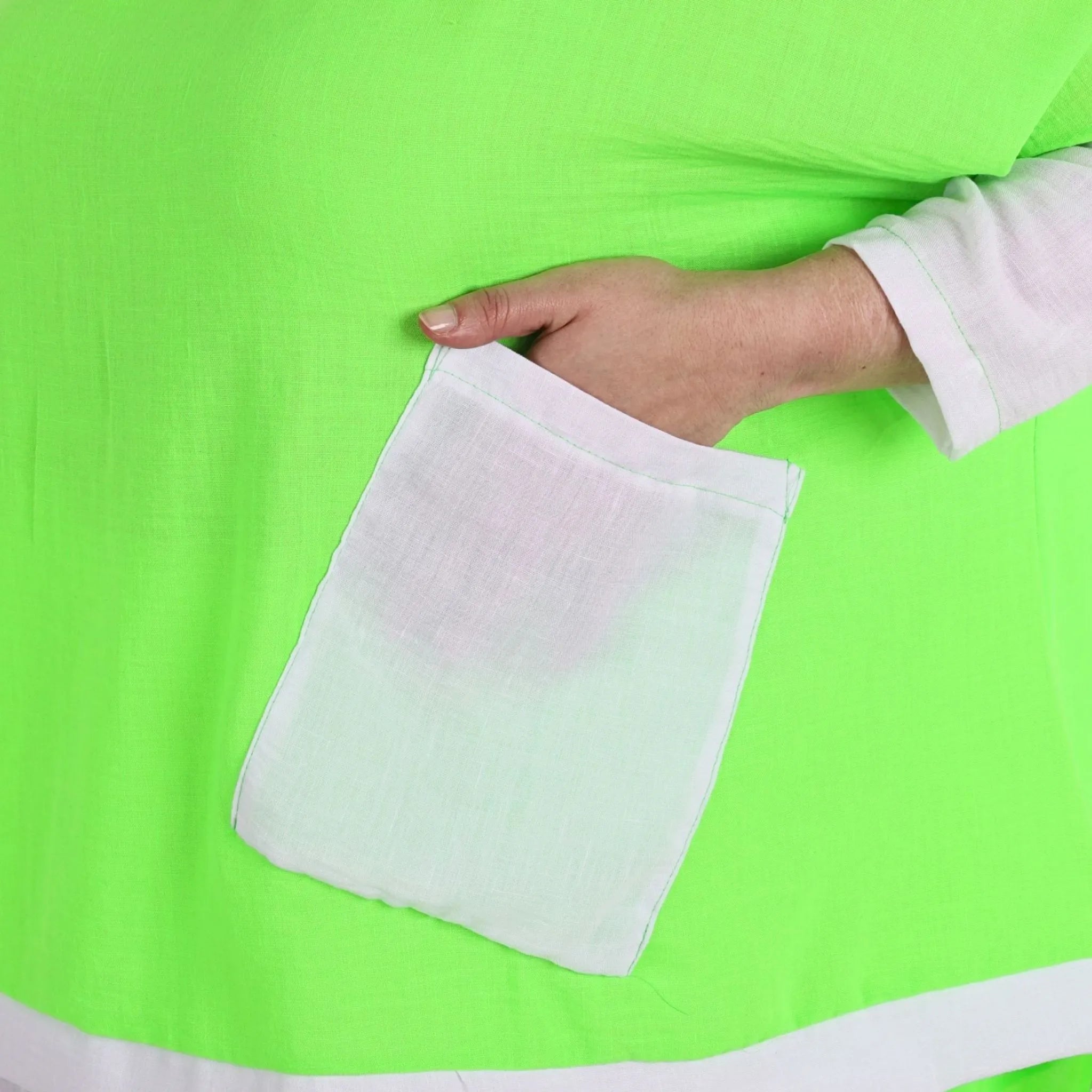  A-Form Bigshirt von AKH Fashion aus Viskose, 1305.02413, Neongrün-Weiß, Schick, Modern