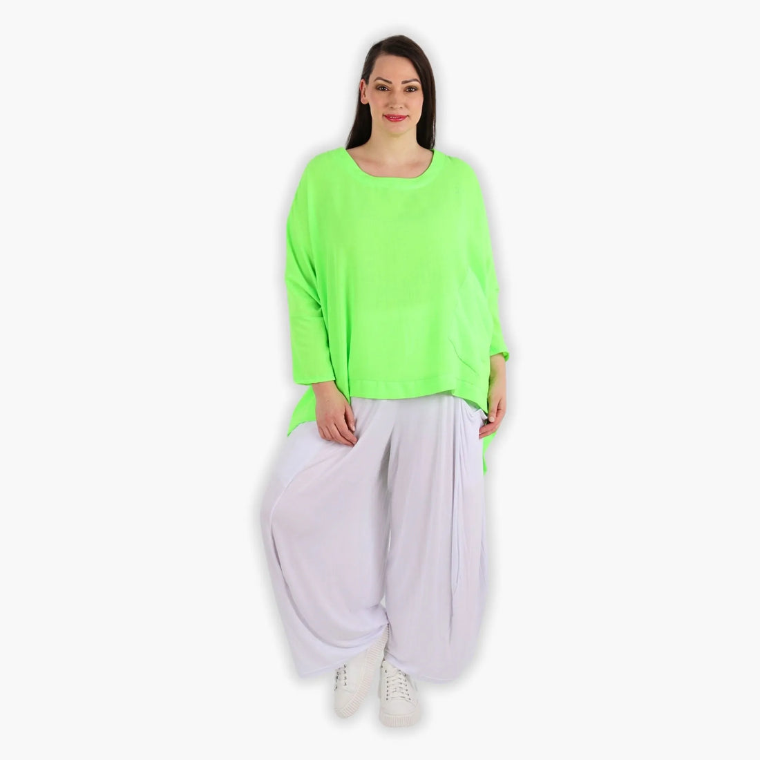  A-Form Bigshirt von AKH Fashion aus Viskose, 1305.02413, Neongrün, Unifarben, Schick, Modern