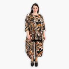  A-Form Bigshirt von AKH Fashion aus Viskose, 1307.00593, Schwarz-Cognac-Beige, Farbmix