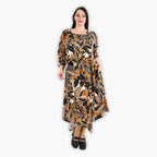  A-Form Kleid von AKH Fashion aus Viskose, 1307.01927, Schwarz-Cognac-Beige, Farbmix