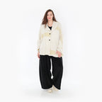  AKH Fashion Jacke in gerundeter Form, aus Viskose, 1377.00140, Senf-Ecru, Gerippt, Schick