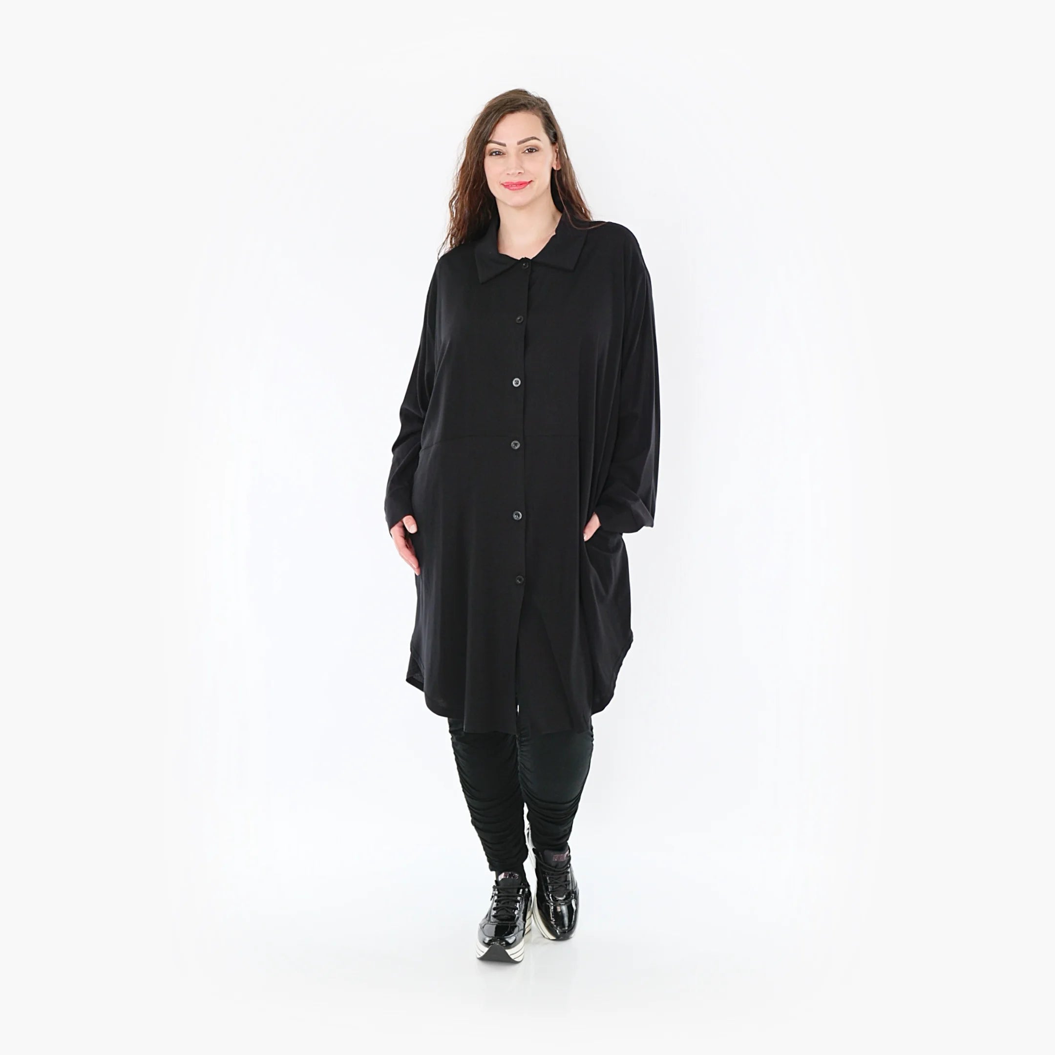  AKH Fashion Bluse in gerundeter Form, aus Viskose, 1380.06881, Schwarz, Schick, Modern