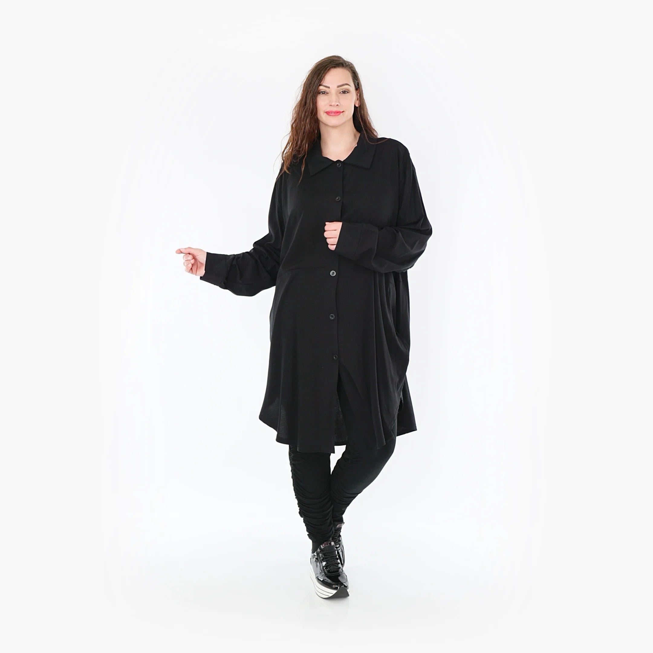  AKH Fashion Bluse in gerundeter Form, aus Viskose, 1380.06881, Schwarz, Schick, Modern