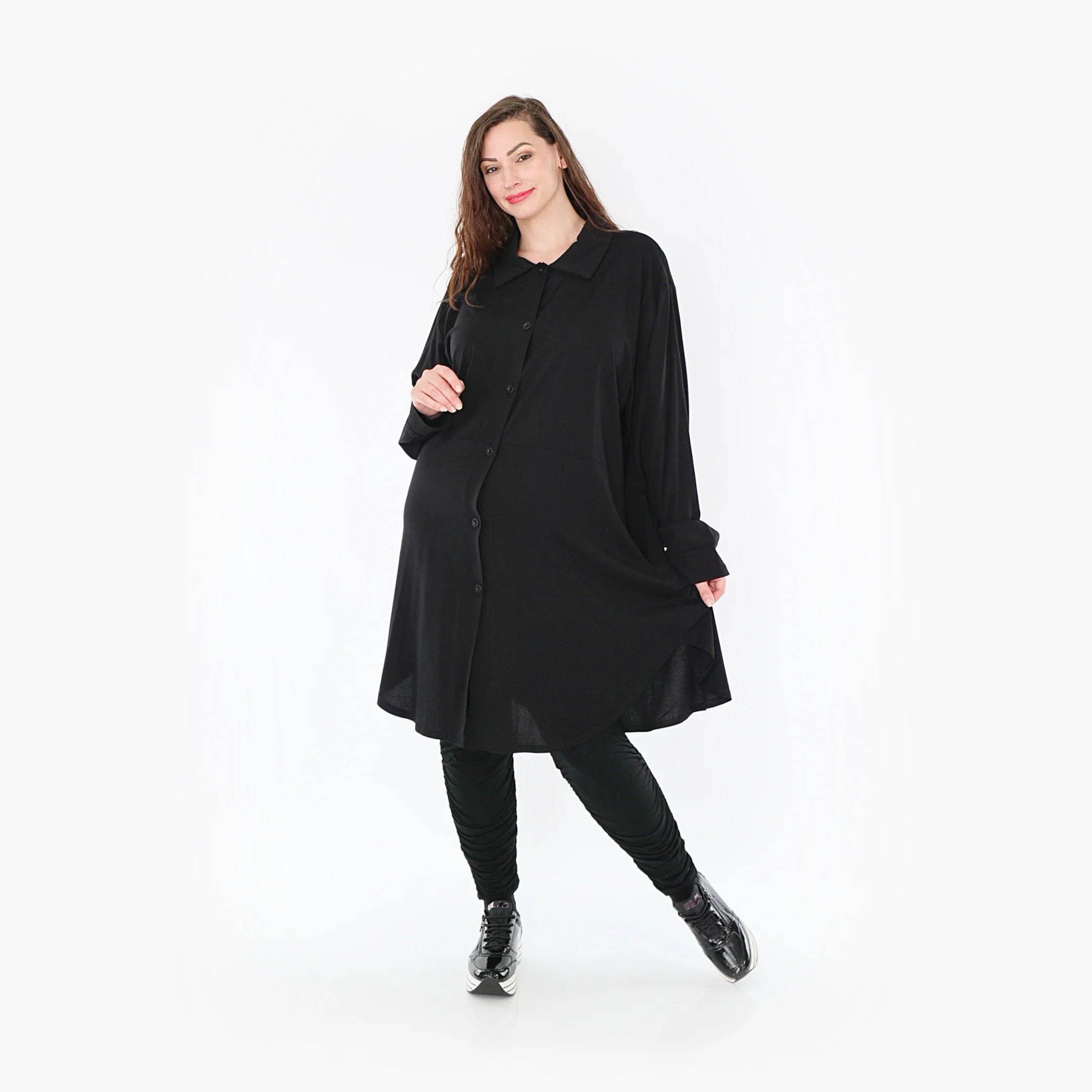  AKH Fashion Bluse in gerundeter Form, aus Viskose, 1380.06881, Schwarz, Schick, Modern