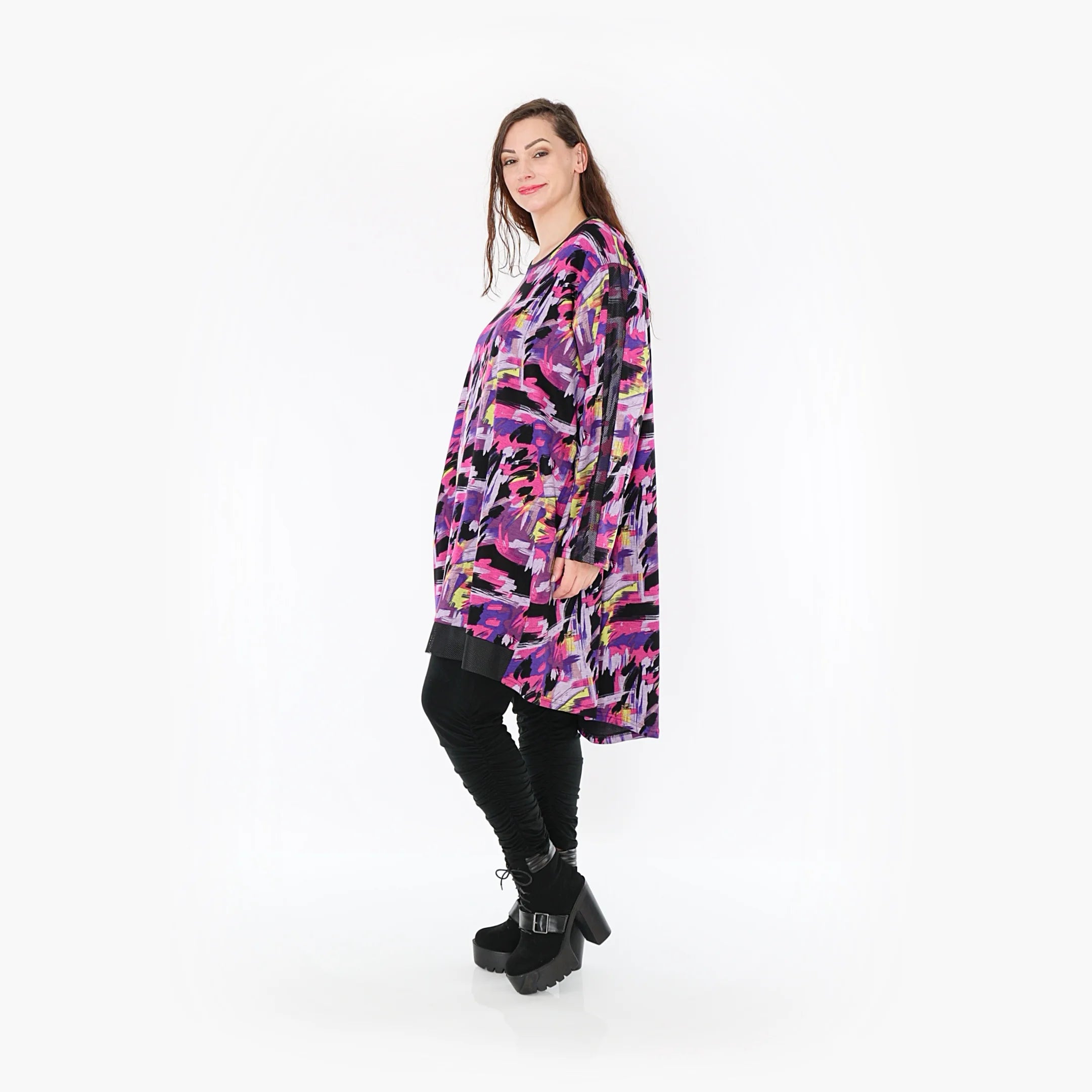 AKH Fashion Shirt in gerader Form, aus Viskose, 1381.06886, Fuchsia, Grafik, Schick