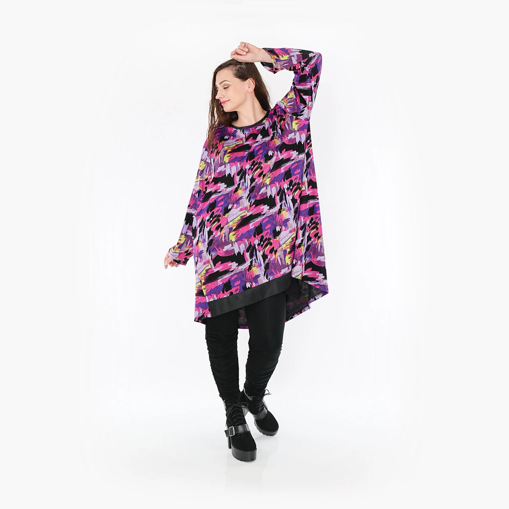  AKH Fashion Shirt in gerader Form, aus Viskose, 1381.06886, Fuchsia, Grafik, Schick