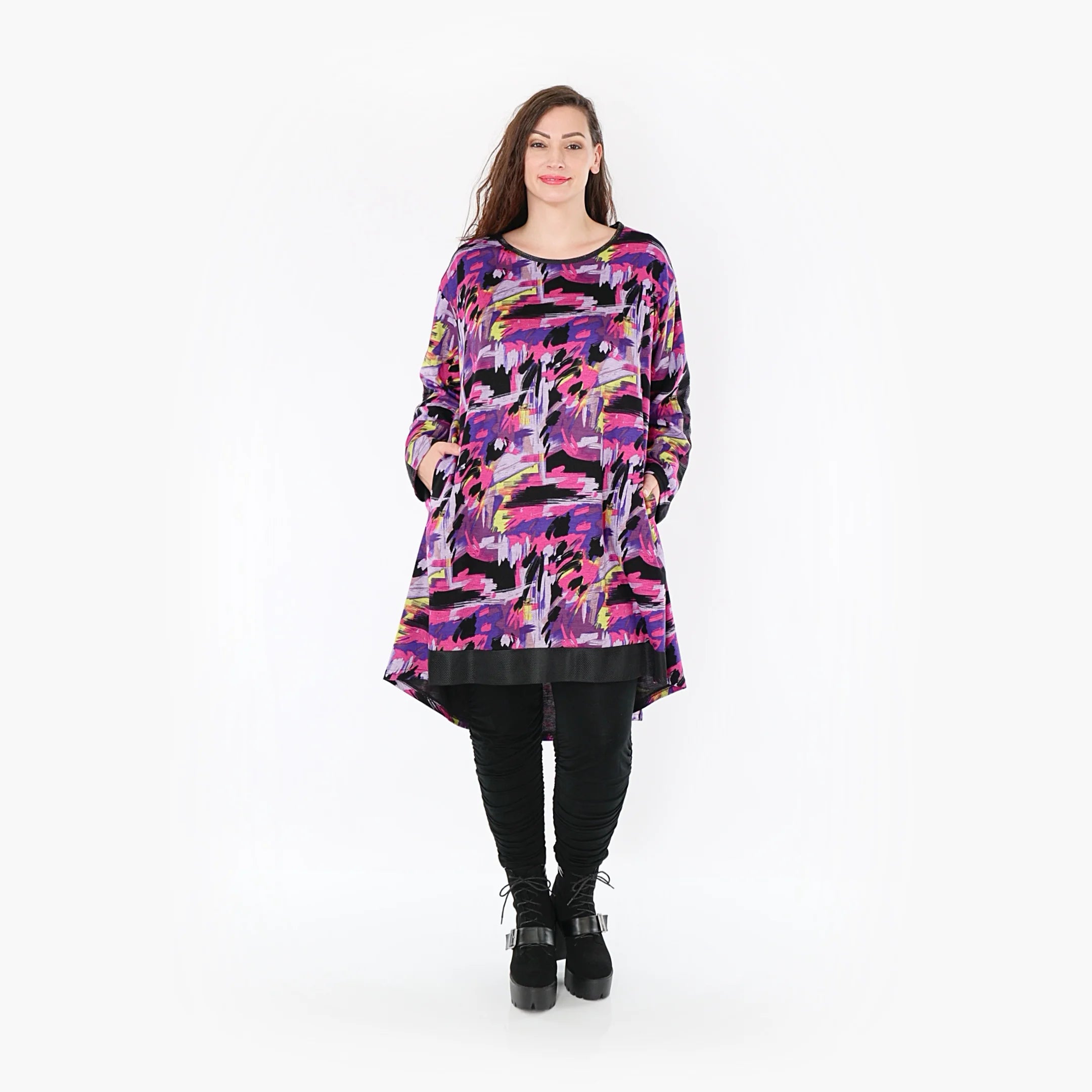  AKH Fashion Shirt in gerader Form, aus Viskose, 1381.06886, Fuchsia, Grafik, Schick