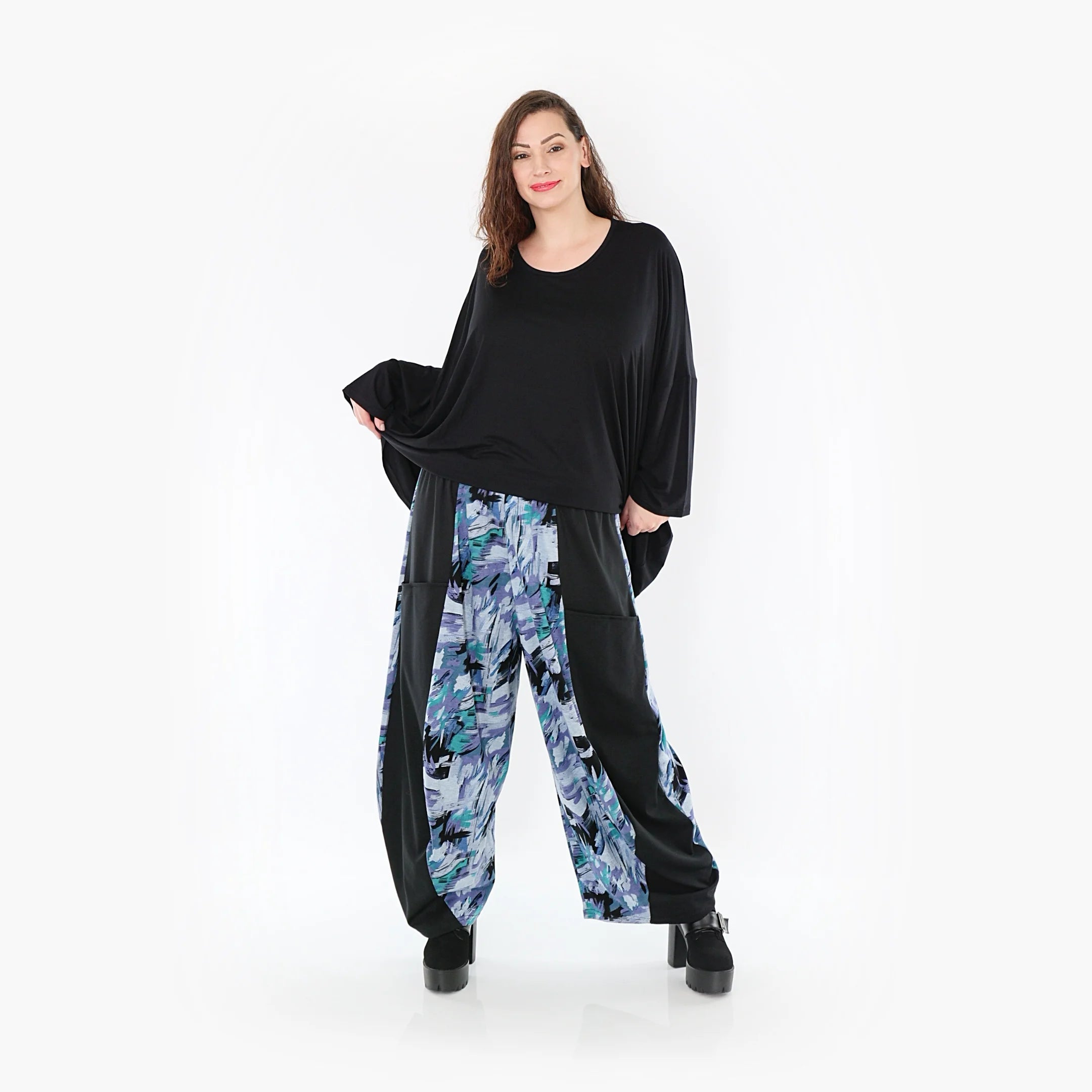  Ballonhose von AKH Fashion aus Viskose, 1381.08069, Petrol, Grafik, Schick, Modern, Bequem